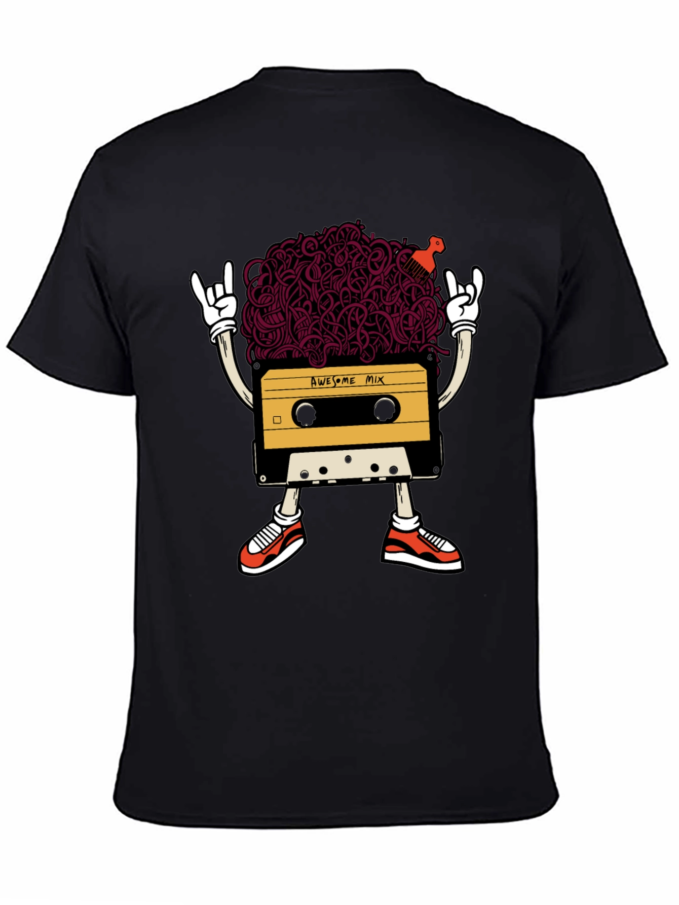 Black Awesome Mix Tape Graphic T-Shirt view 4
