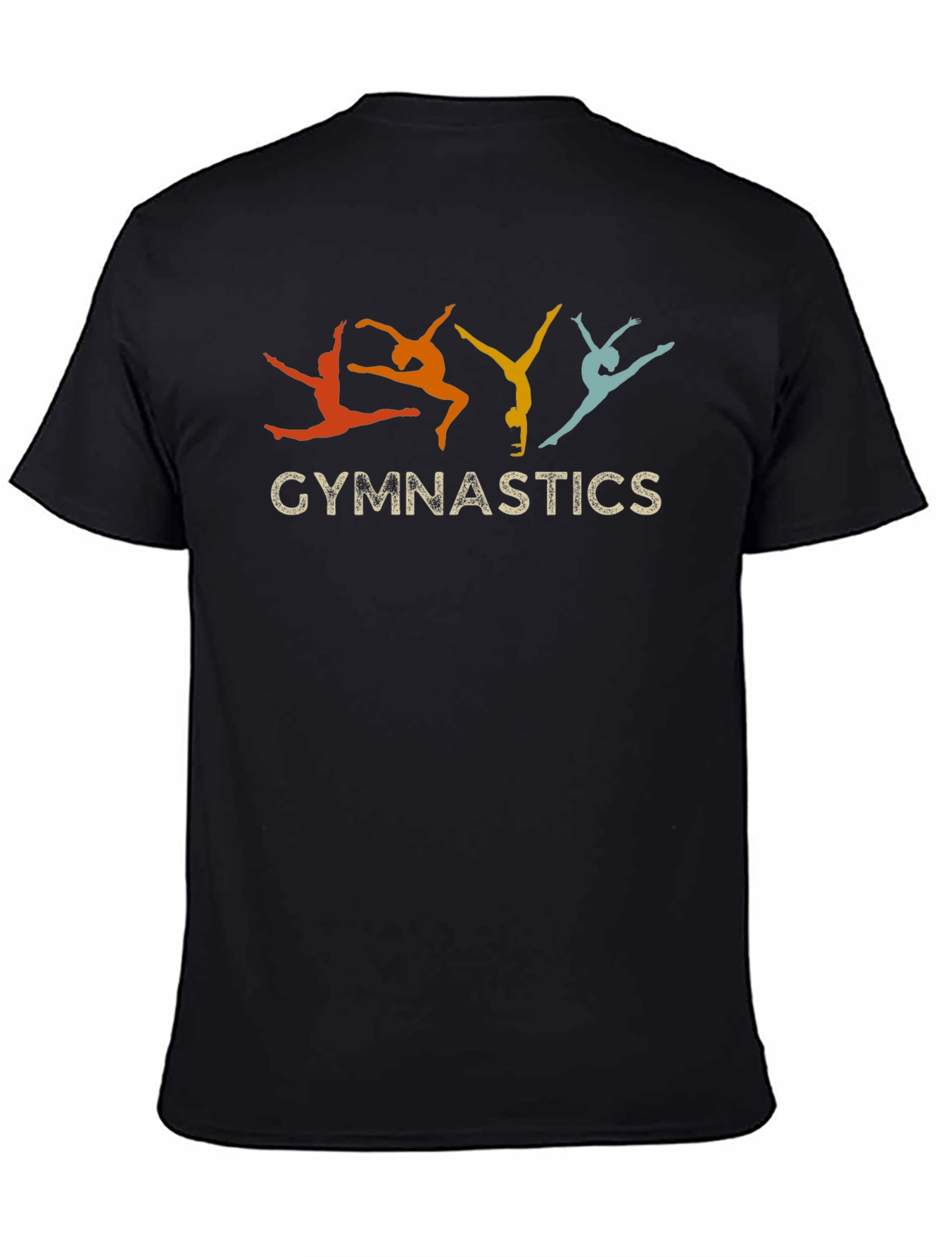 Black Gymnastics Retro Style Black T-Shirt view 4