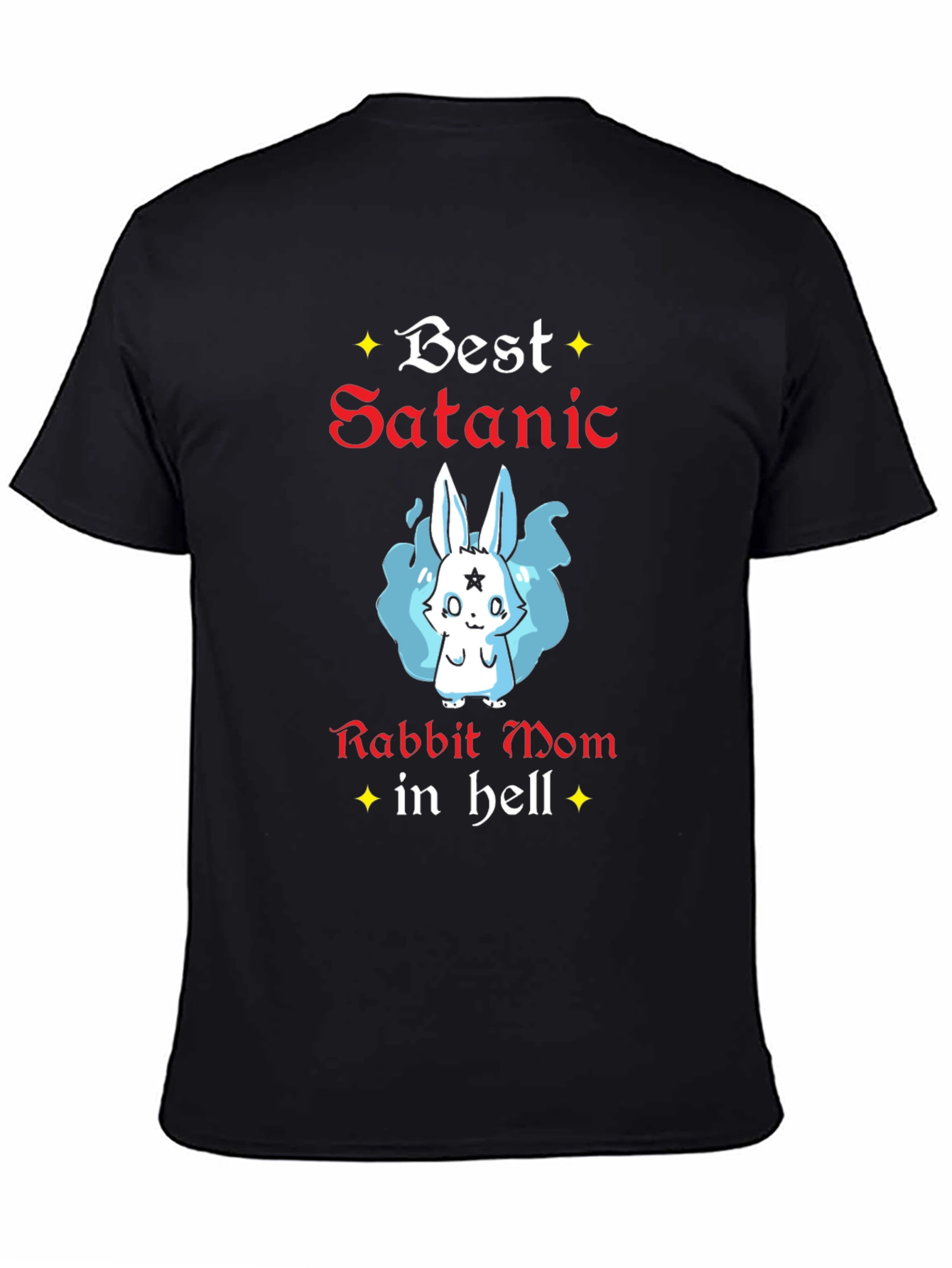 Black Best Satanic Rabbit Mom T-Shirt view 4