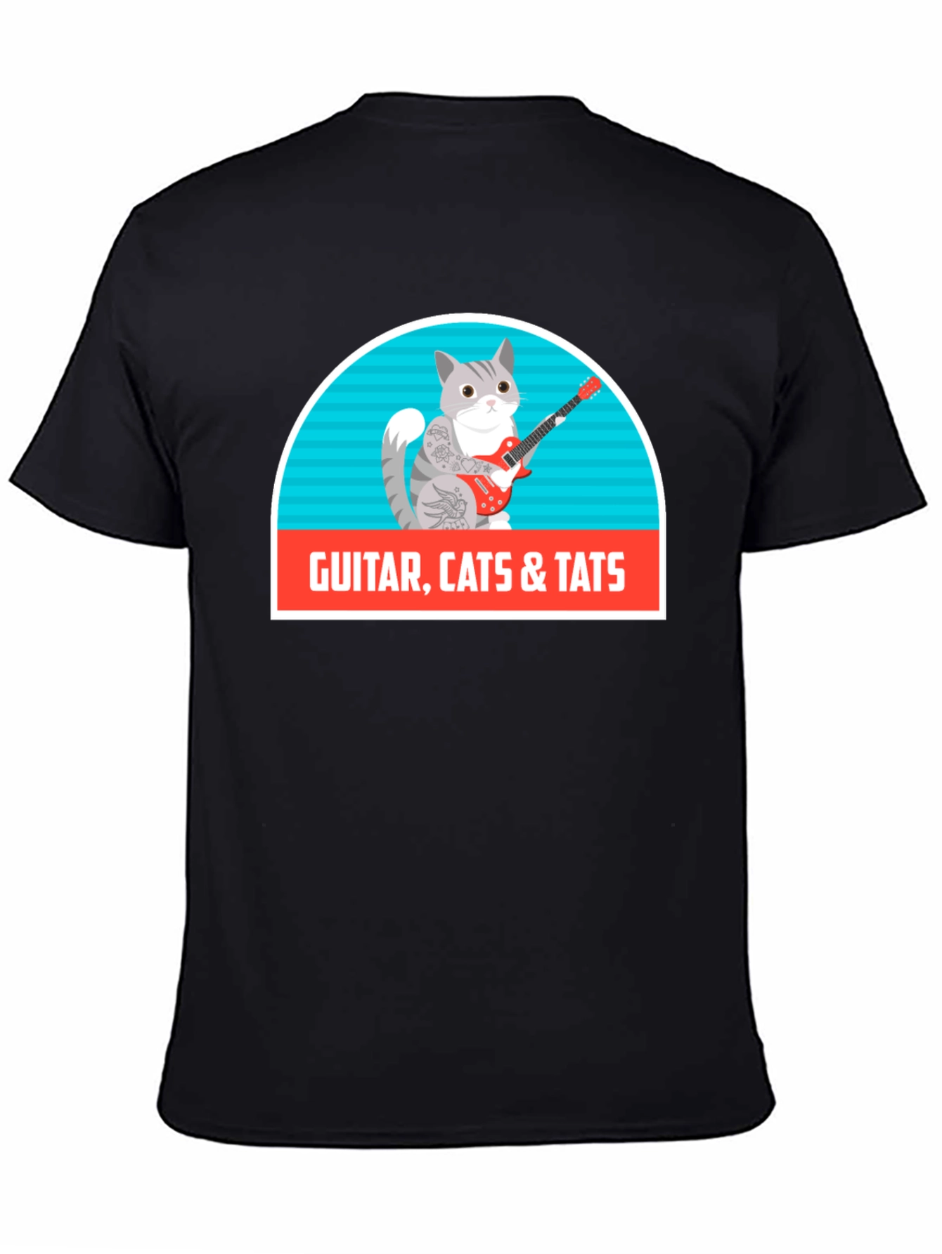 Black Guitar Cats & Tats T-Shirt view 4