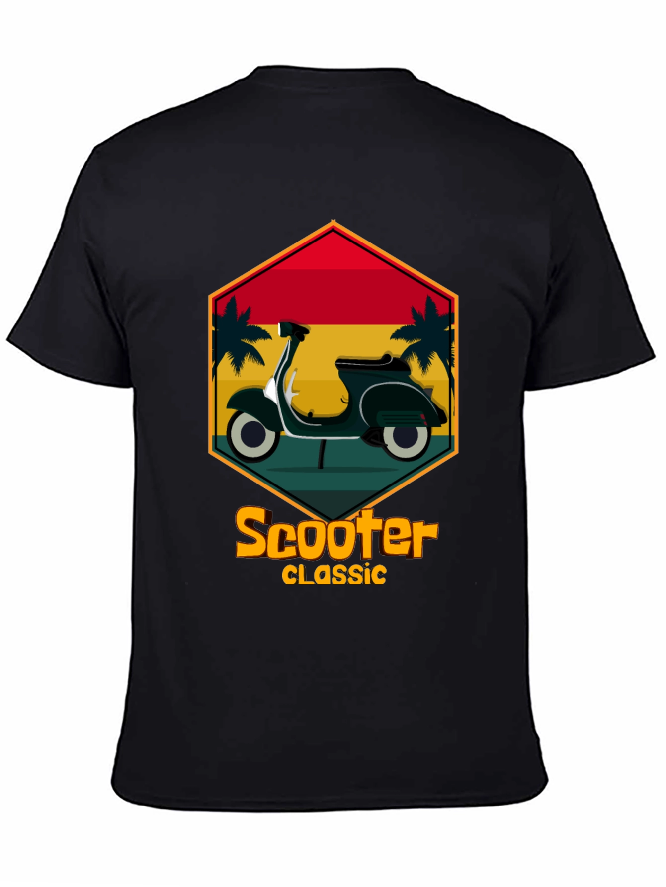 Black Retro Scooter Classic T-Shirt - Vintage Design view 4