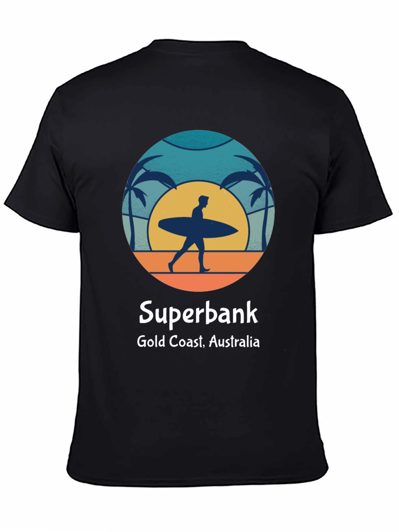 Black Superbank Gold Coast Surfer Graphic T-Shirt view 4