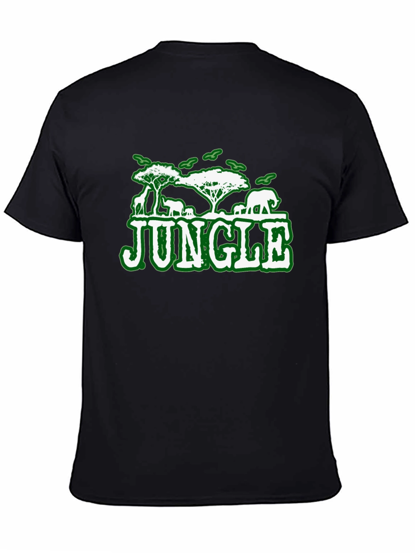 Black Jungle Animal Graphic Print Black T-Shirt view 4