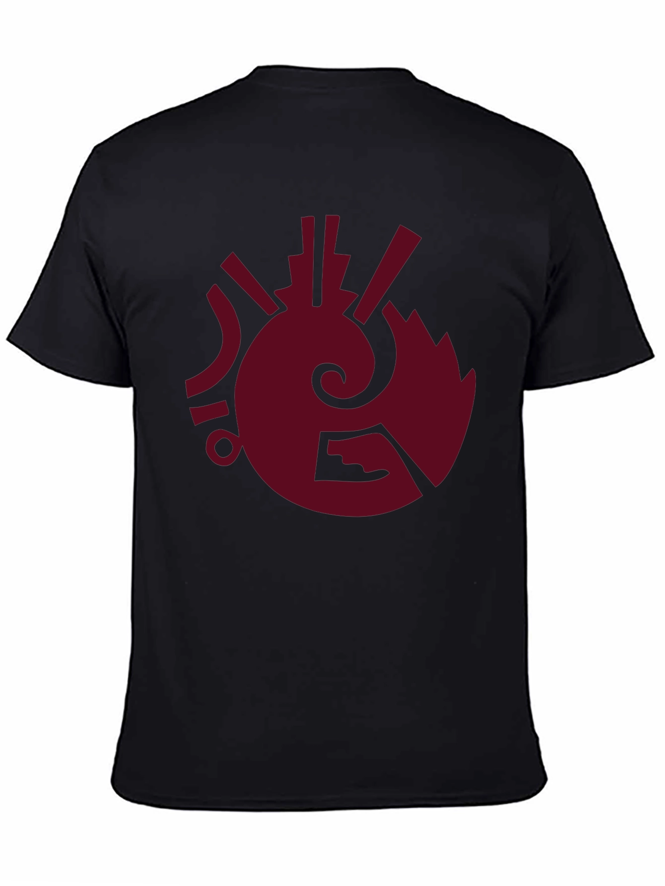 Black Abstract Symbol Graphic Tee - Burgundy Print on Black view 4