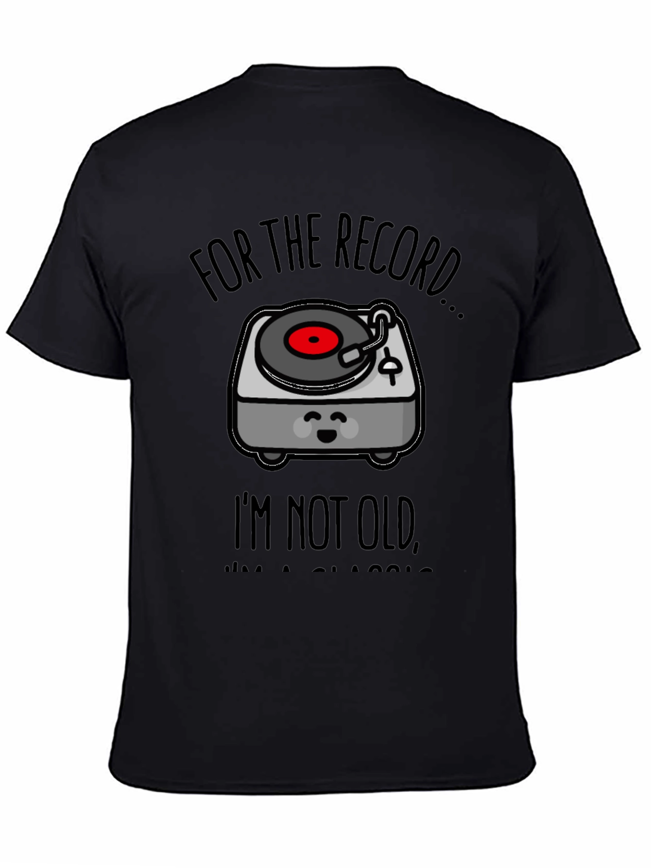 Black Classic Vinyl Record Player T-Shirt view 4