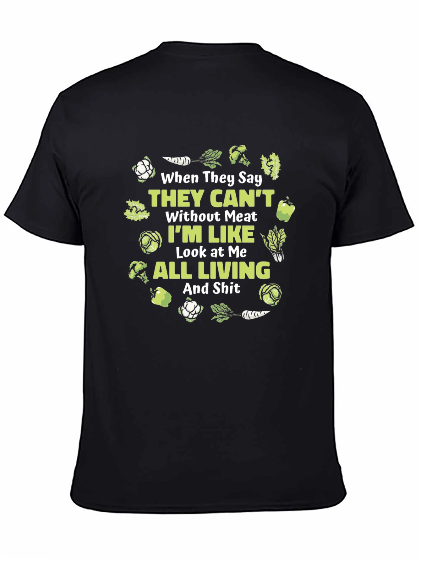 Black Vegan T-Shirt: All Living Funny Tee view 4