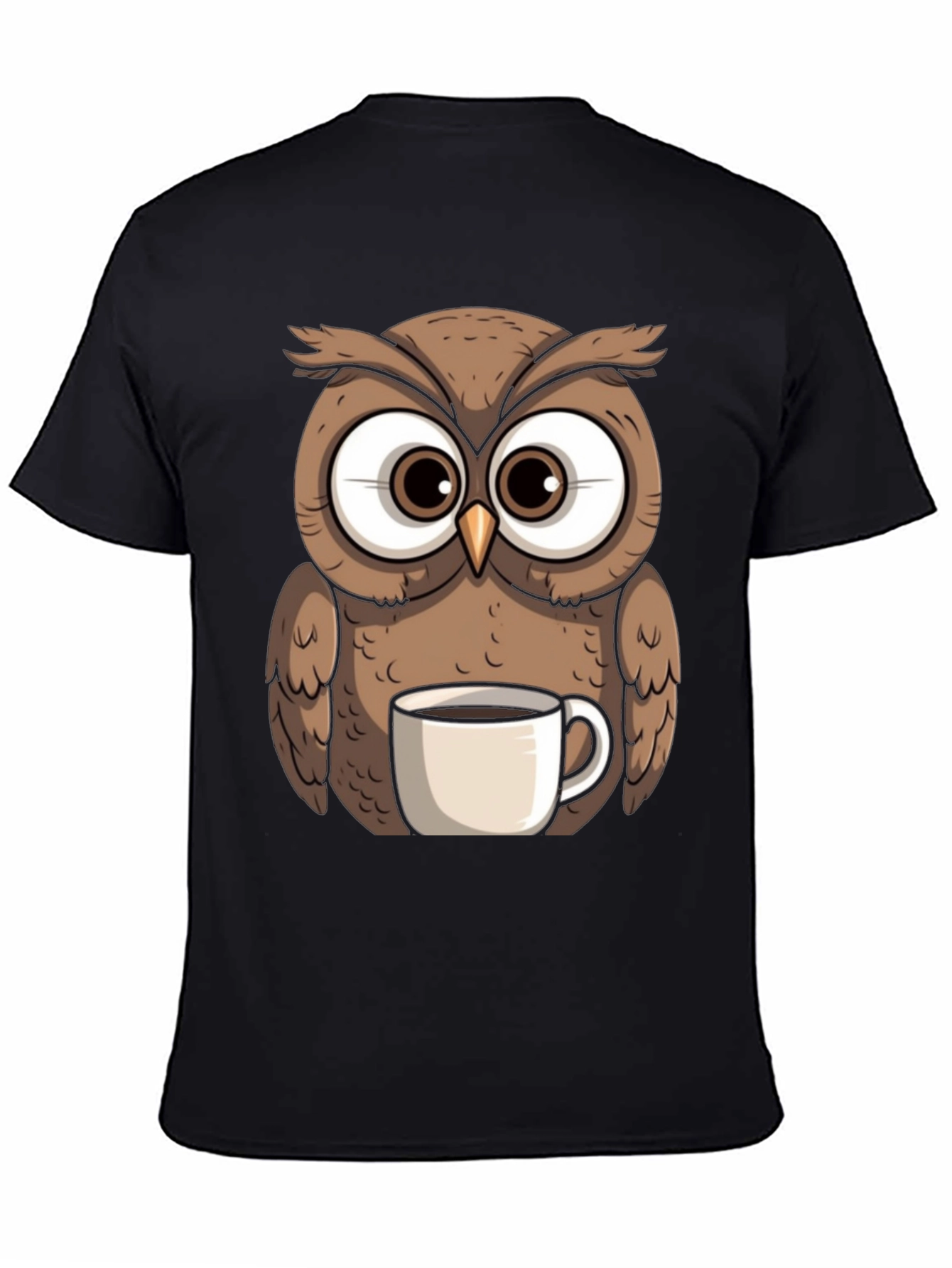 Black Owl with Coffee Mug Graphic Tee view 4