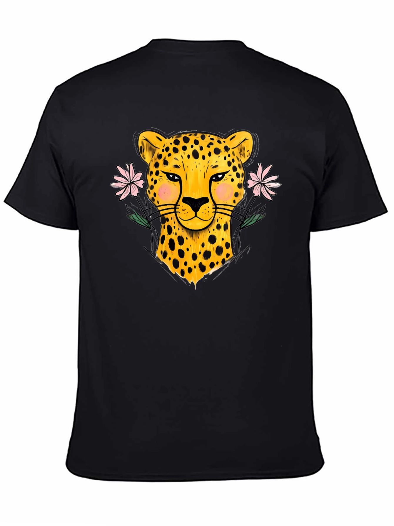 Black Leopard & Floral Black Graphic Tee view 4