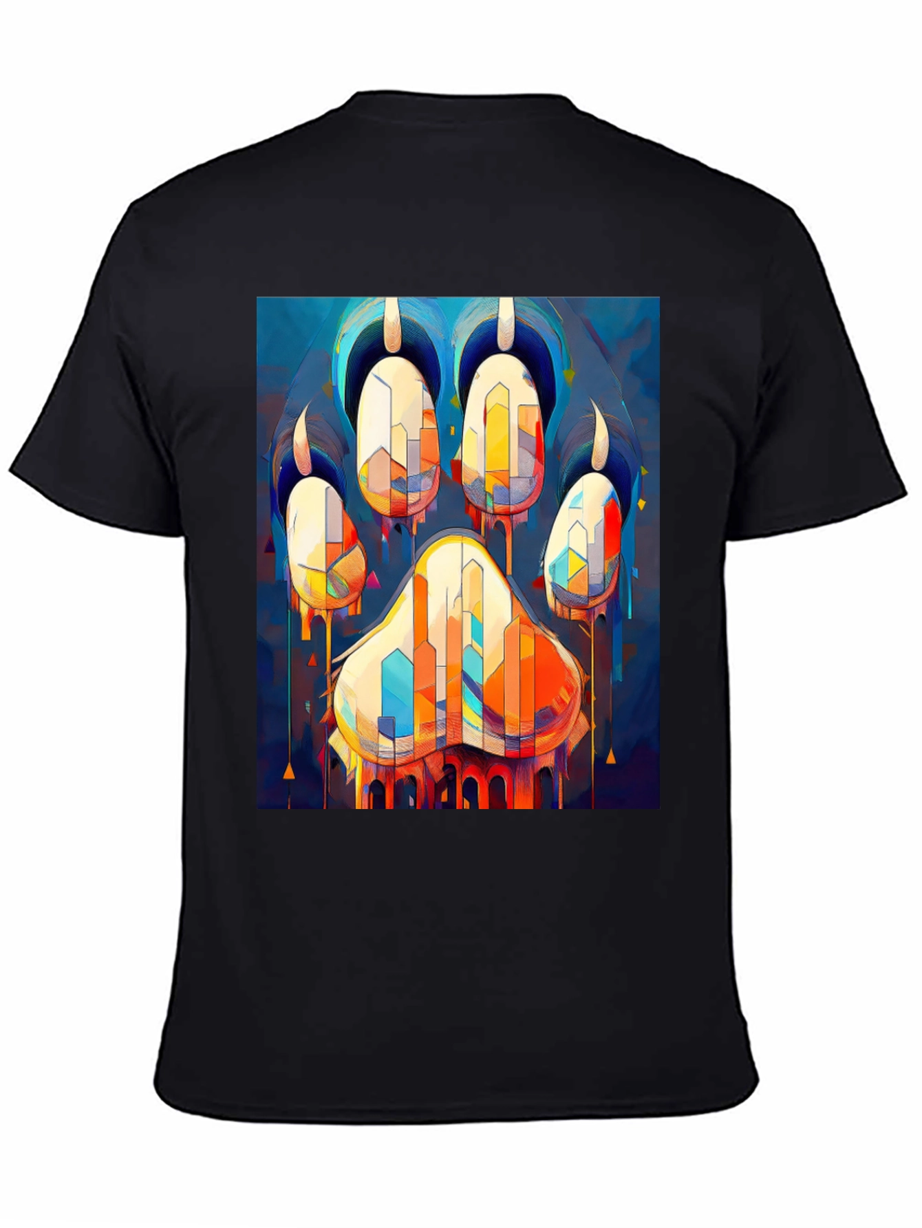 Abstract Paw Print Graphic Tee - Men's Black T-Shirt - 4