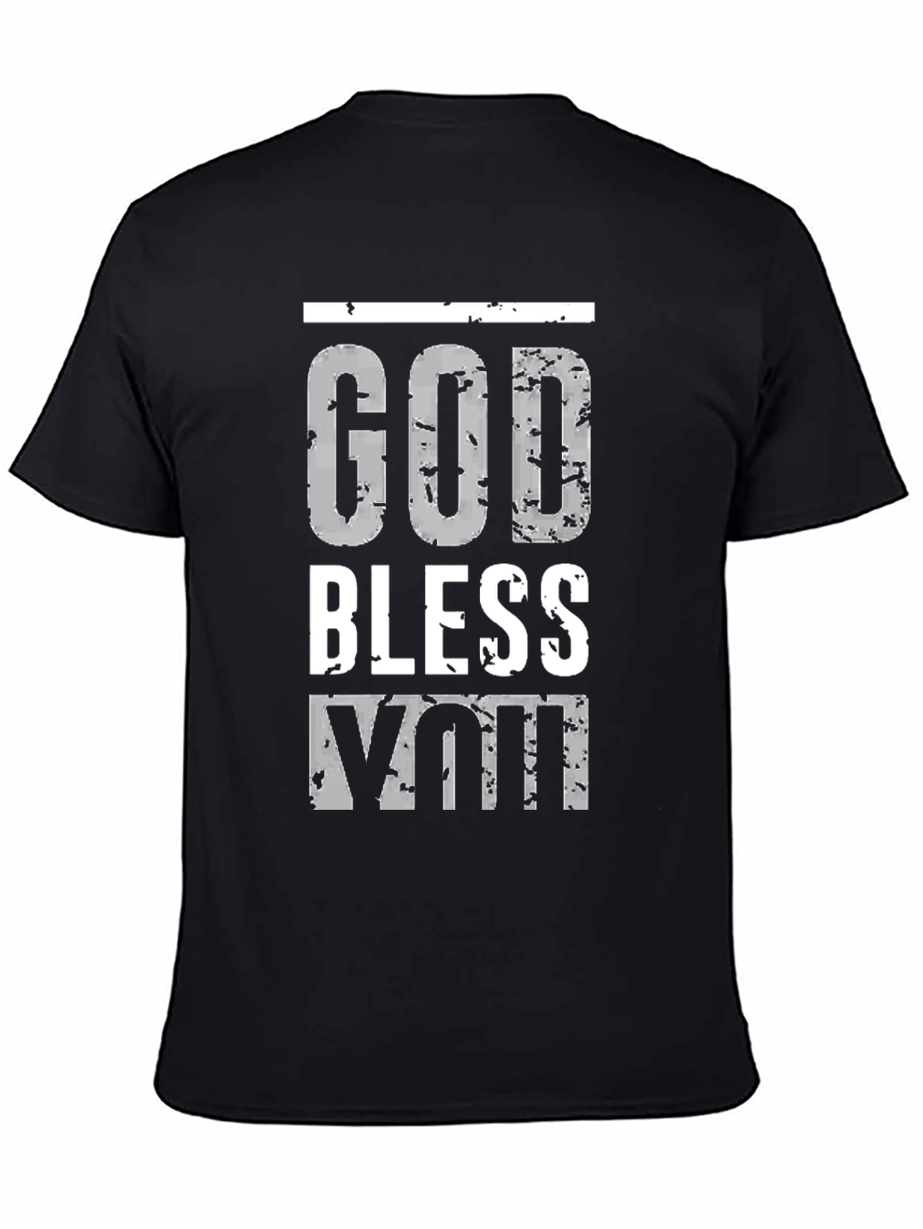 Black God Bless You Graphic Print Black T-Shirt view 4