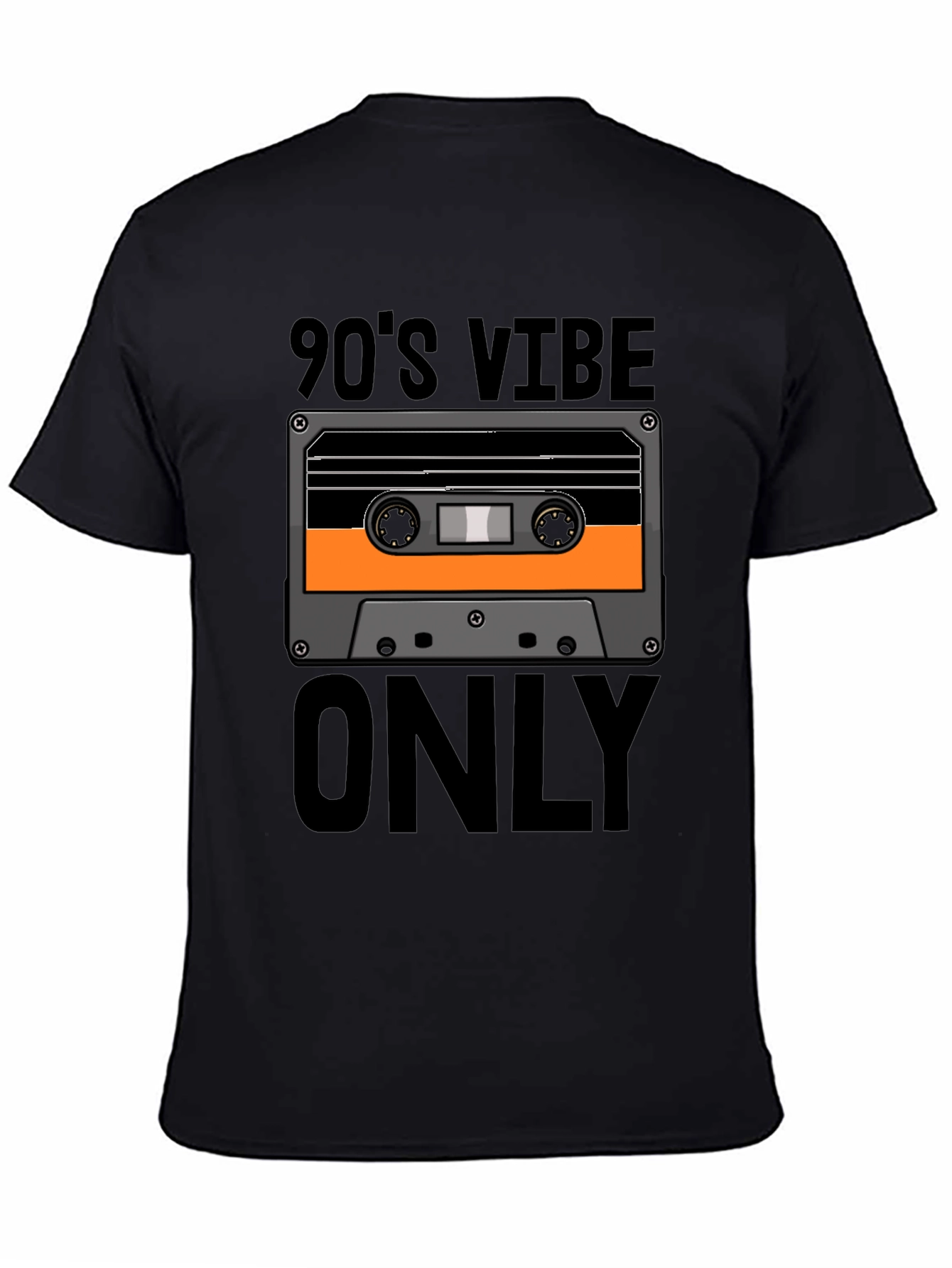 Black 90's Vibe Only Graphic Tee - Retro Cassette T-Shirt view 4