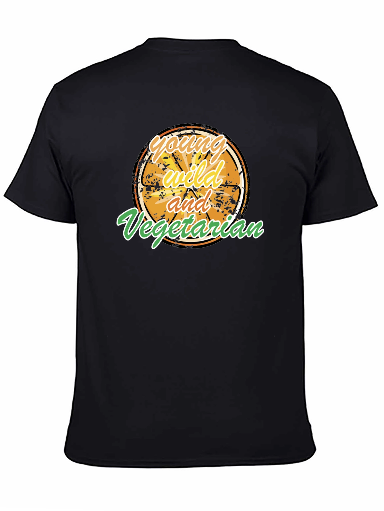 Black Young Wild and Vegetarian Graphic T-Shirt view 4