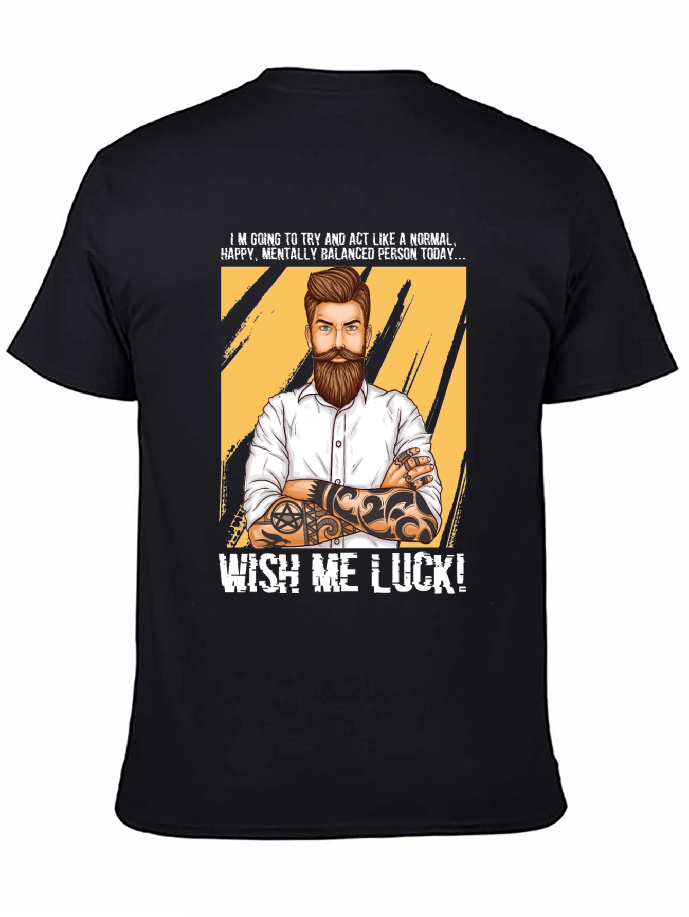 Black Wish Me Luck Graphic T-Shirt - Funny Novelty Tee view 4