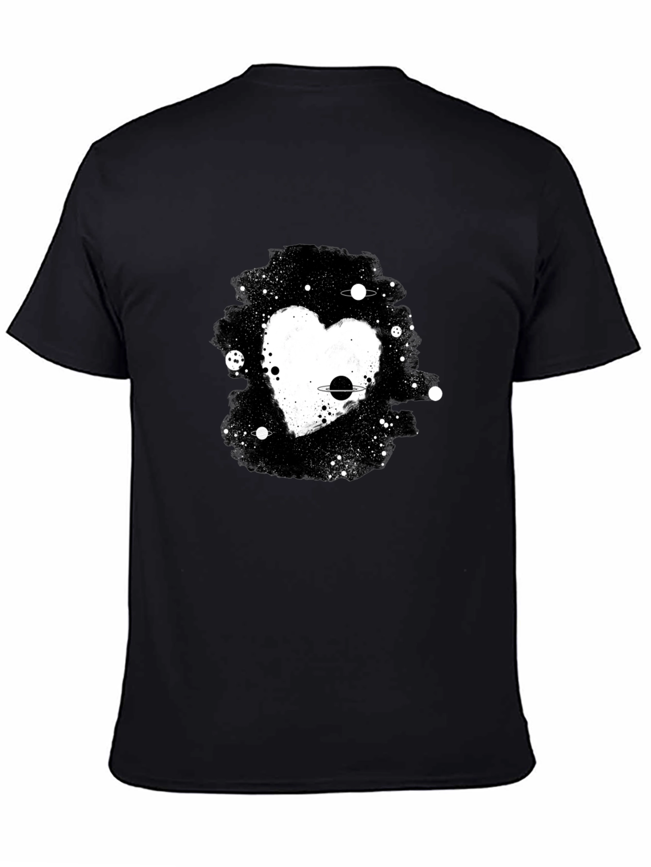 Black Cosmic Heart Black T-Shirt view 4