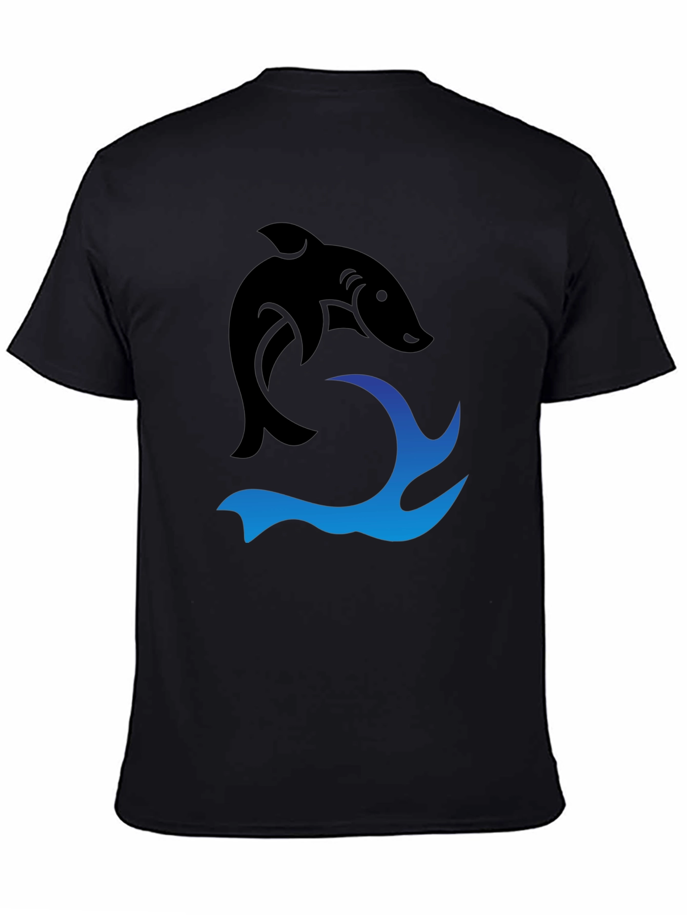 Black Black Shark Wave Graphic Tee view 4
