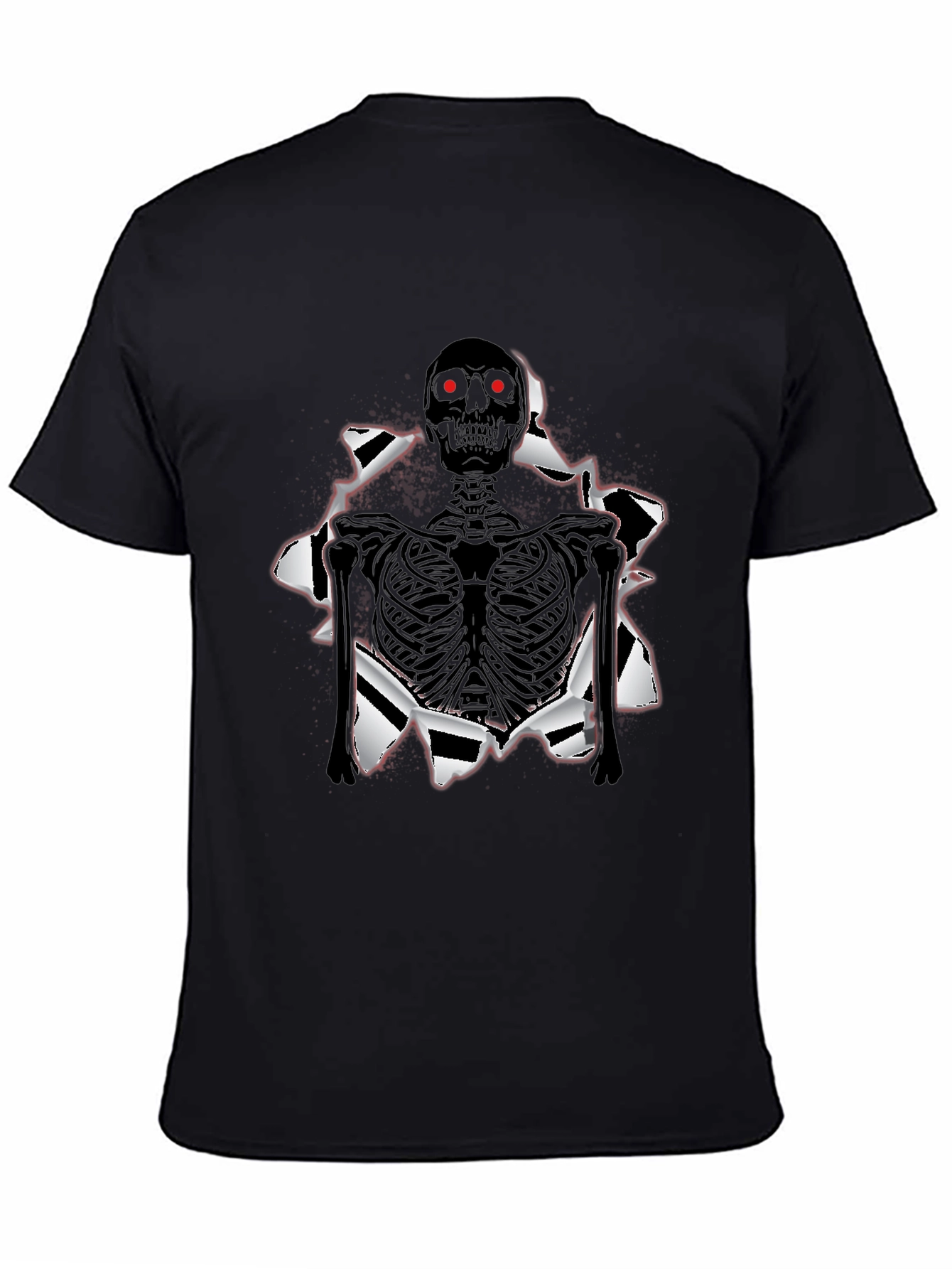 Black Skeleton T-Shirt: Ripped Graphic Tee view 4