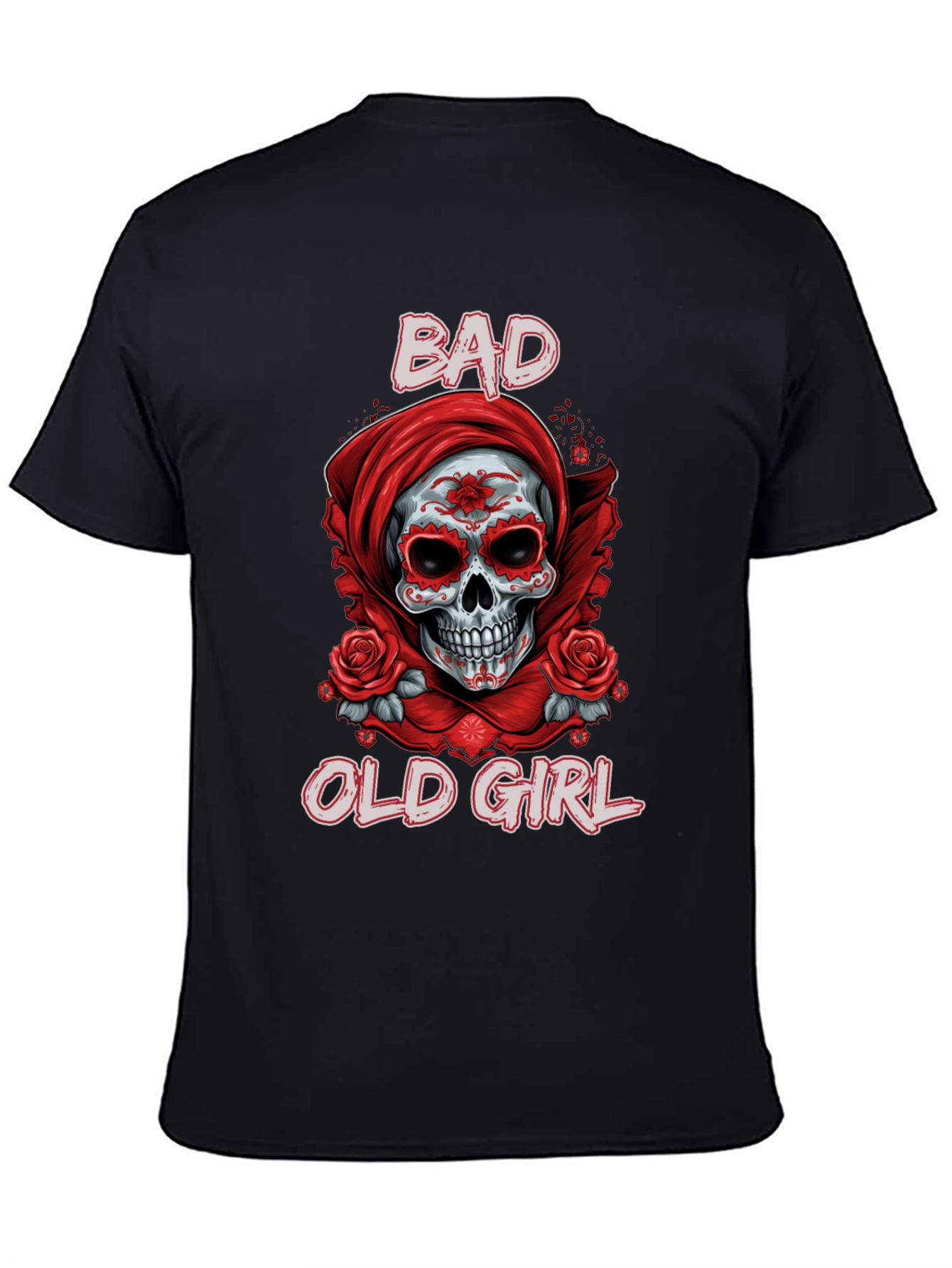 Black Bad Old Girl Sugar Skull Graphic Tee view 4