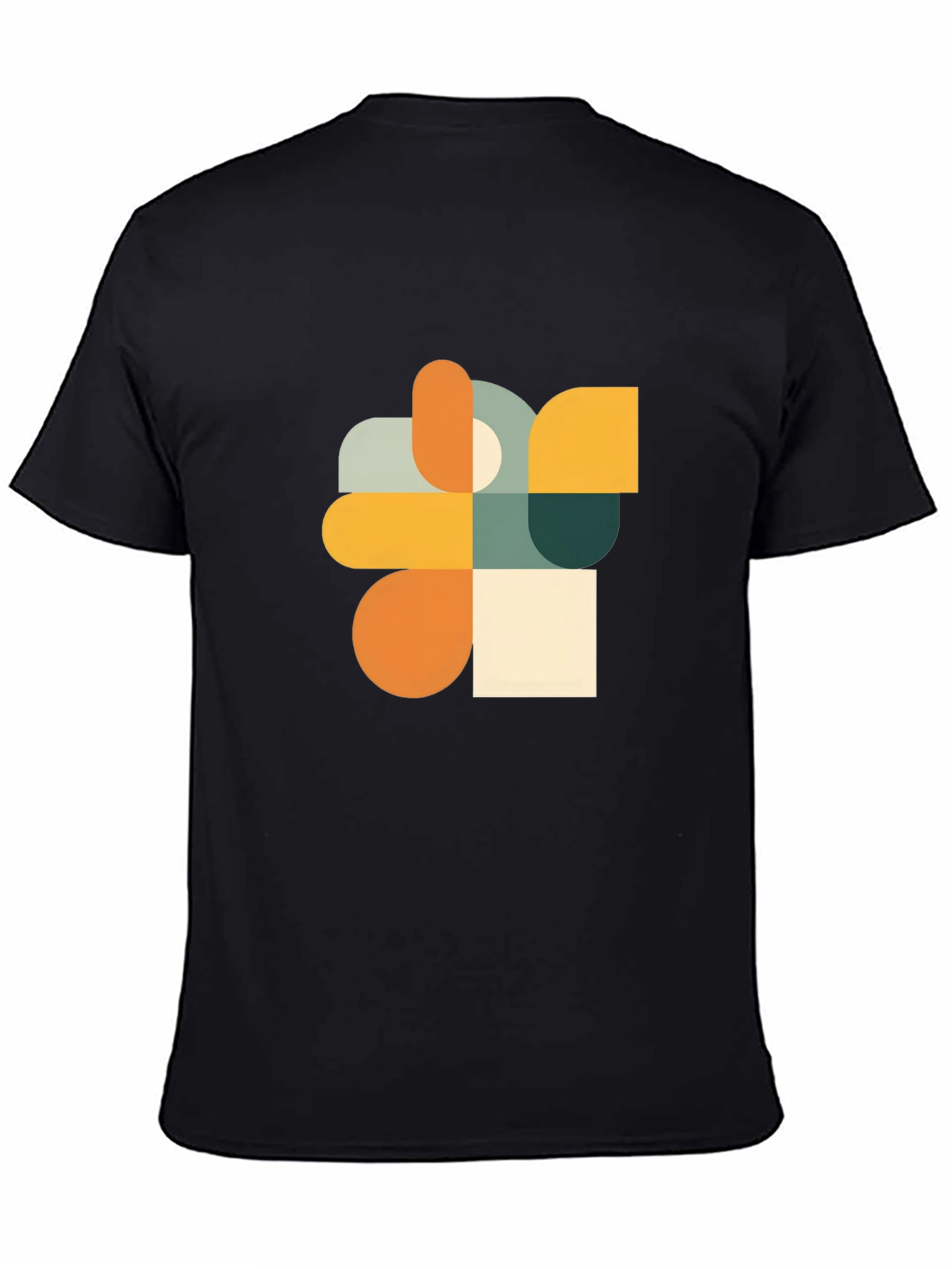 Black Modern Geometric Art Black T-Shirt view 4