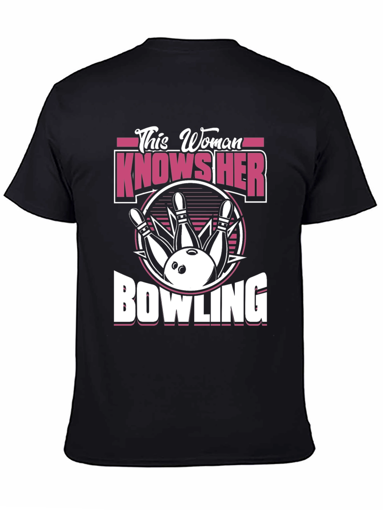 Black This Woman Knows Her Bowling T-Shirt view 4