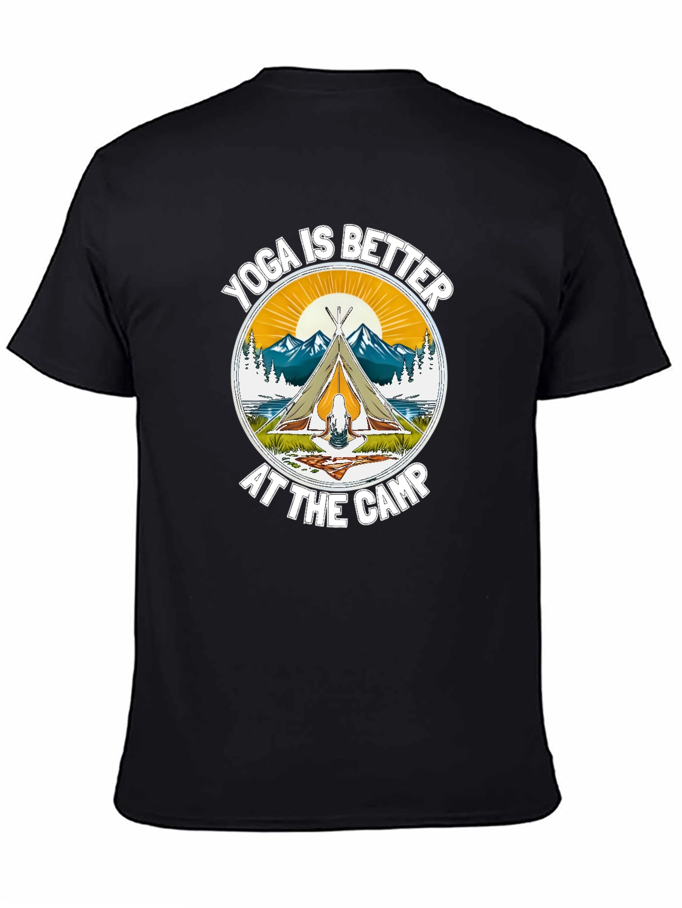 Black Yoga Camp T-Shirt - Outdoor Adventure Tee view 4