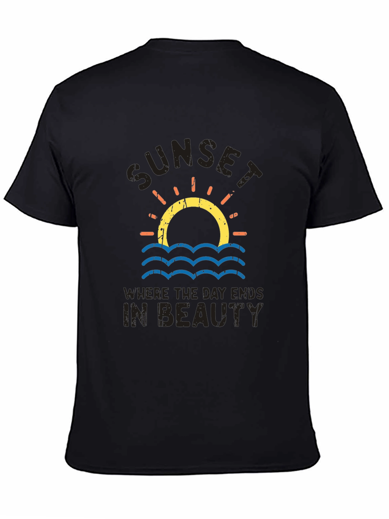 Black Sunset Beach T-Shirt - Where the Day Ends in Beauty view 4