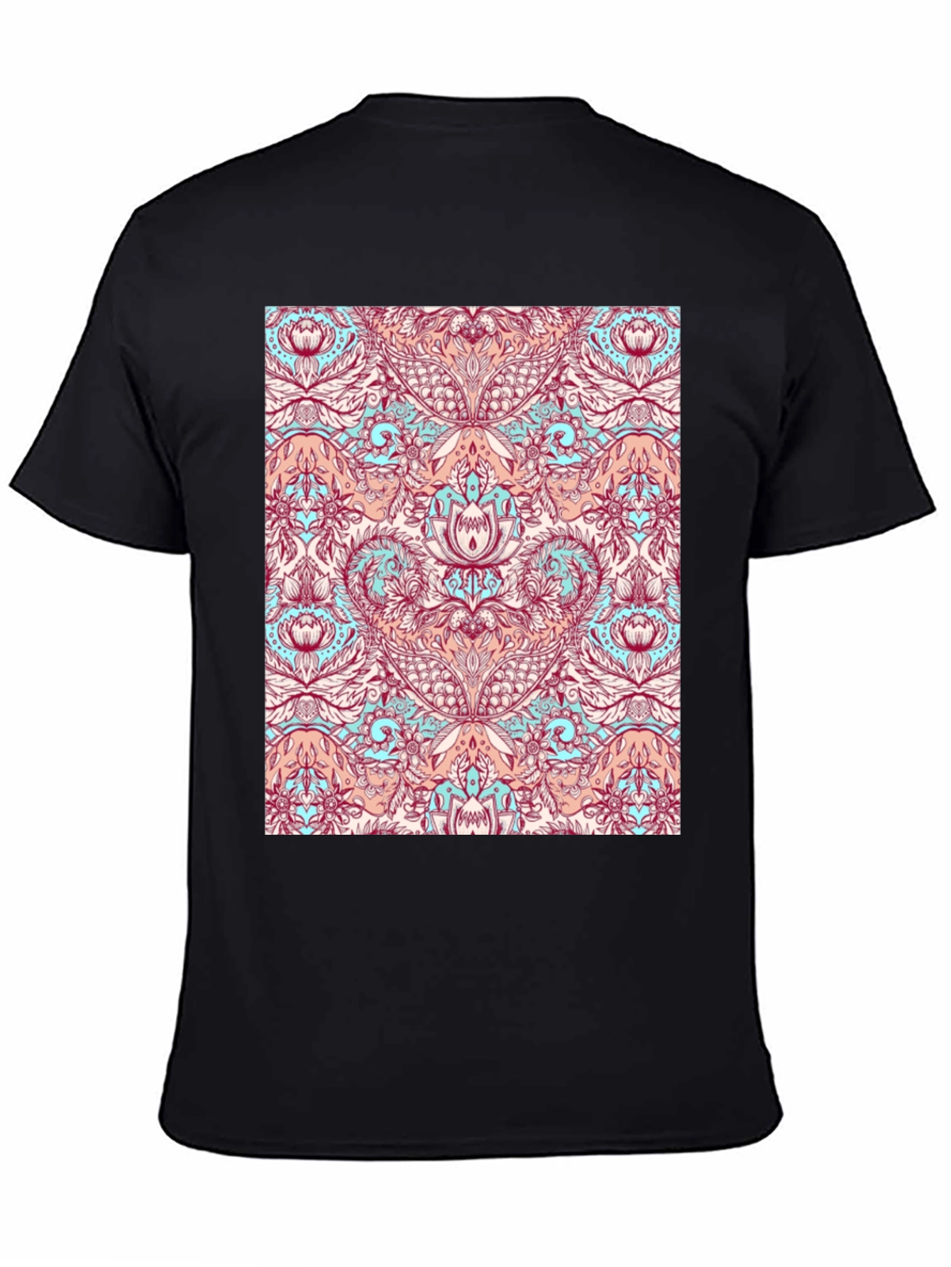 Black Floral Pattern Tee - Unique Design, Casual Style view 4