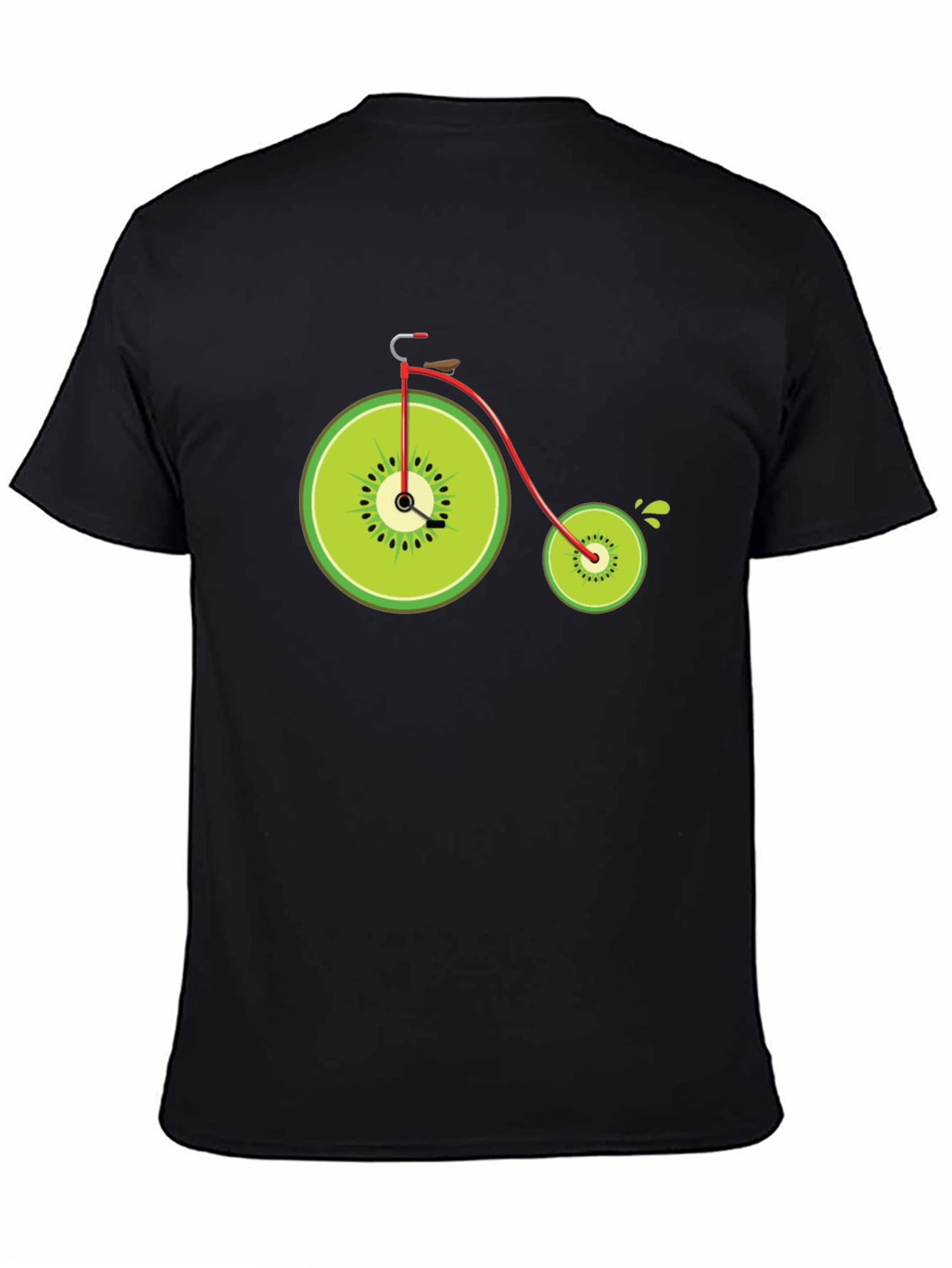 Black Kiwi Bike Graphic Tee - Quirky Fruit Bicycle Design view 4