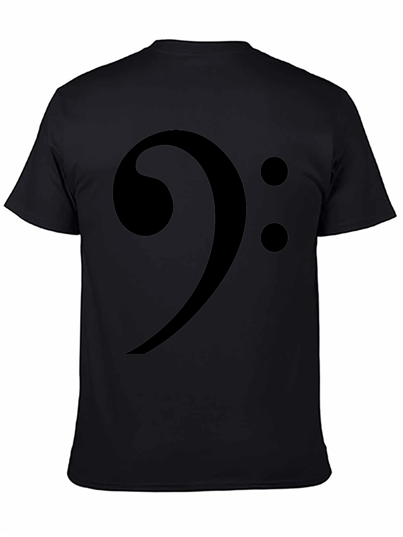 Black Bass Clef Black Graphic Tee - Music Lover Shirt view 4