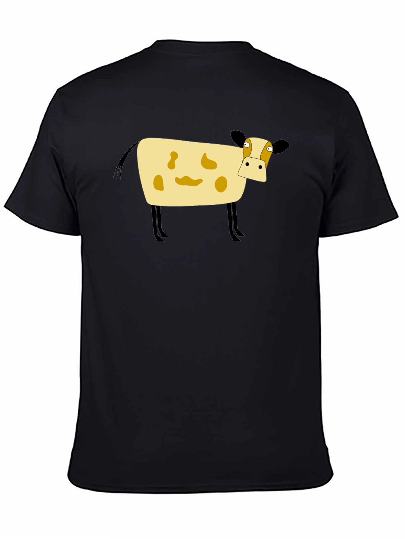 Black Cartoon Cow Black T-Shirt view 4