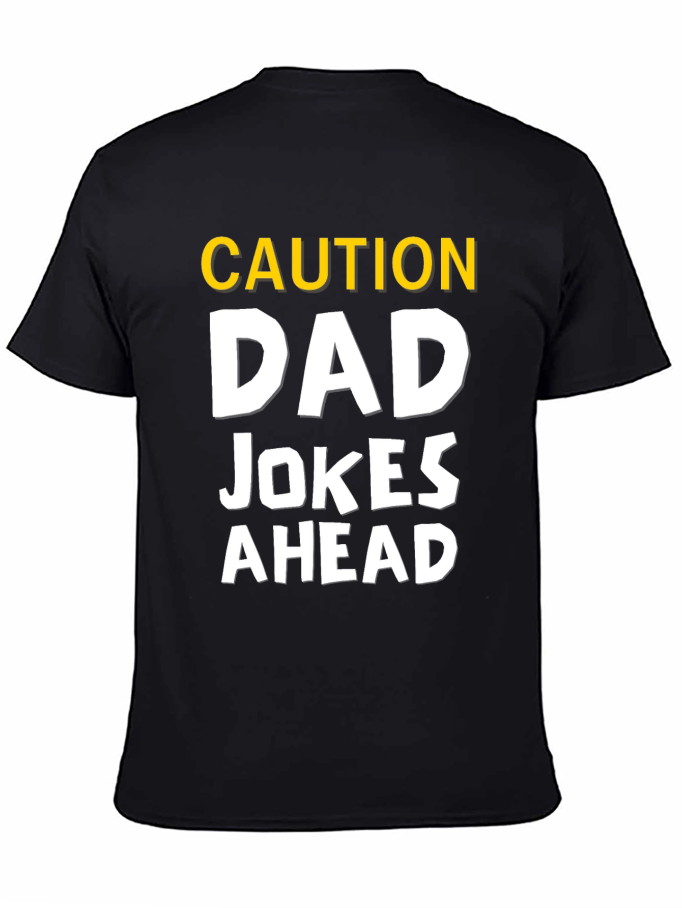 Black Caution Dad Jokes Ahead Humor Graphic Tee view 4