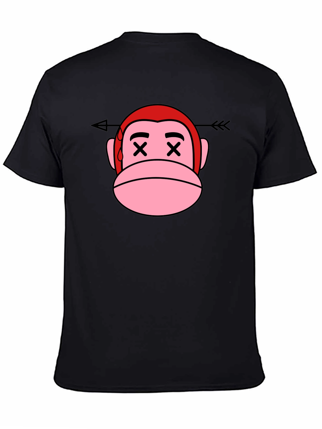 Black Cartoon Monkey Arrow T-Shirt view 4