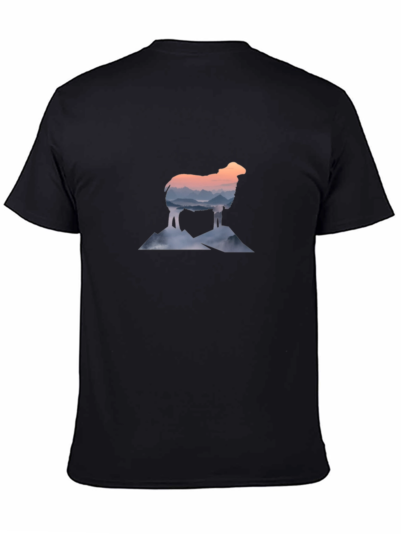 Black Mountain Sheep Graphic Tee - Stylish Black T-Shirt view 4