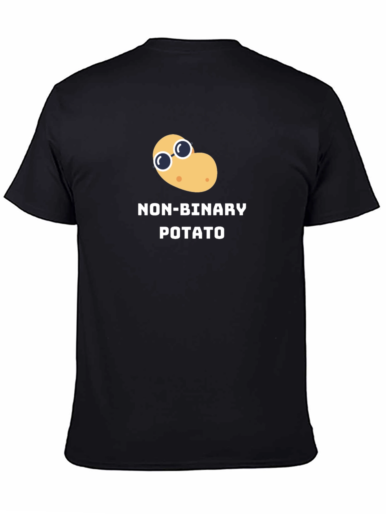 Black Non-Binary Potato Graphic Tee - Black Unisex T-Shirt view 4