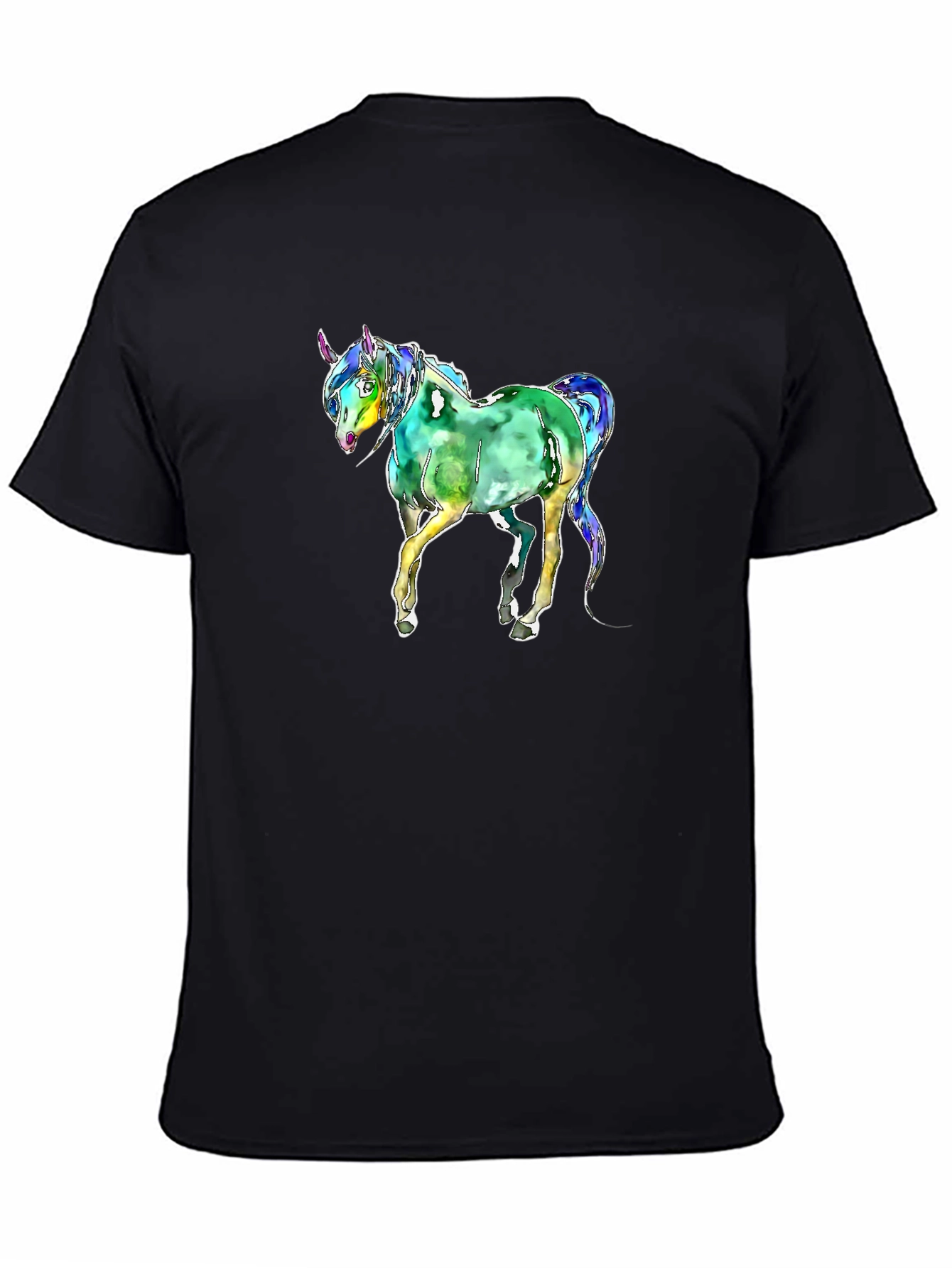 Black Watercolor Unicorn Graphic T-Shirt - Black view 4