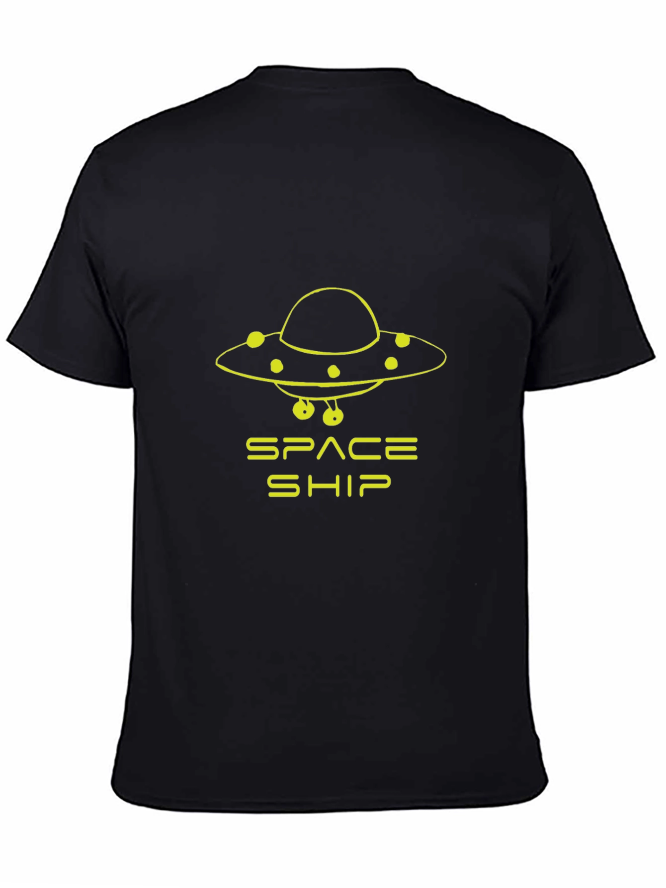 Black Space Ship UFO Graphic T-Shirt - Black view 4
