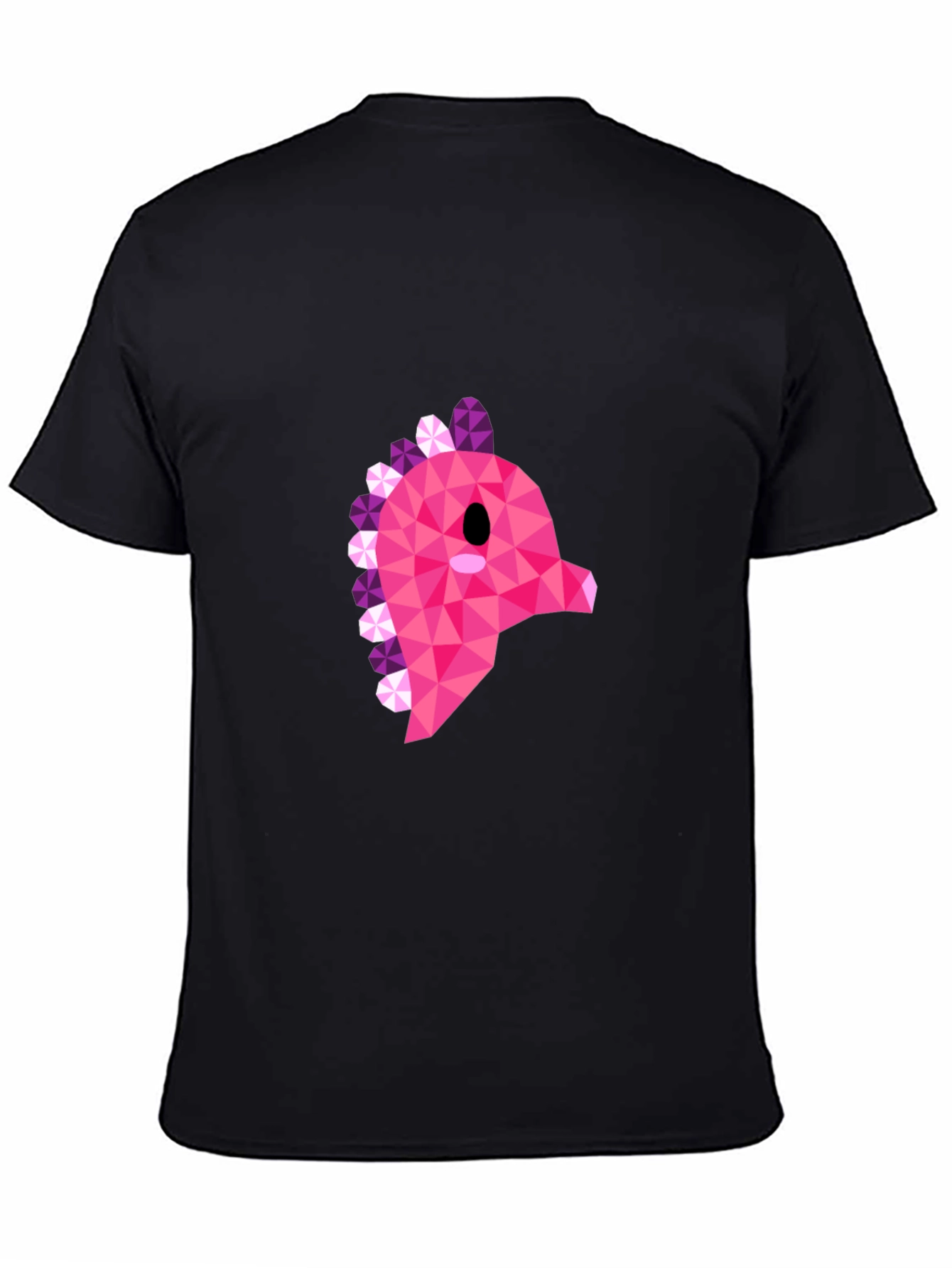 Black Geometric Pink Dinosaur Graphic T-Shirt - Modern Style view 4