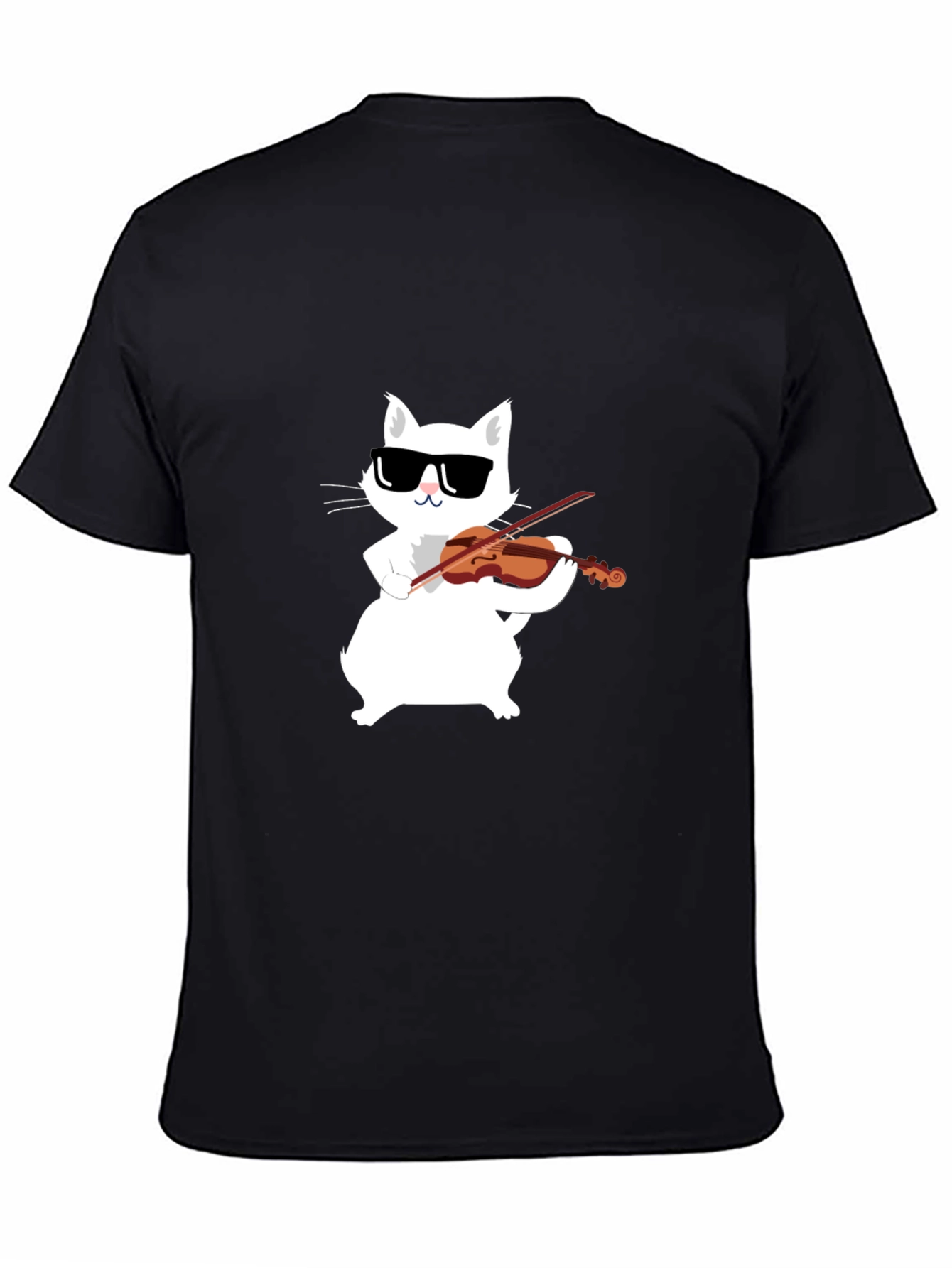 Black Cool Cat Violinist Graphic Tee view 4