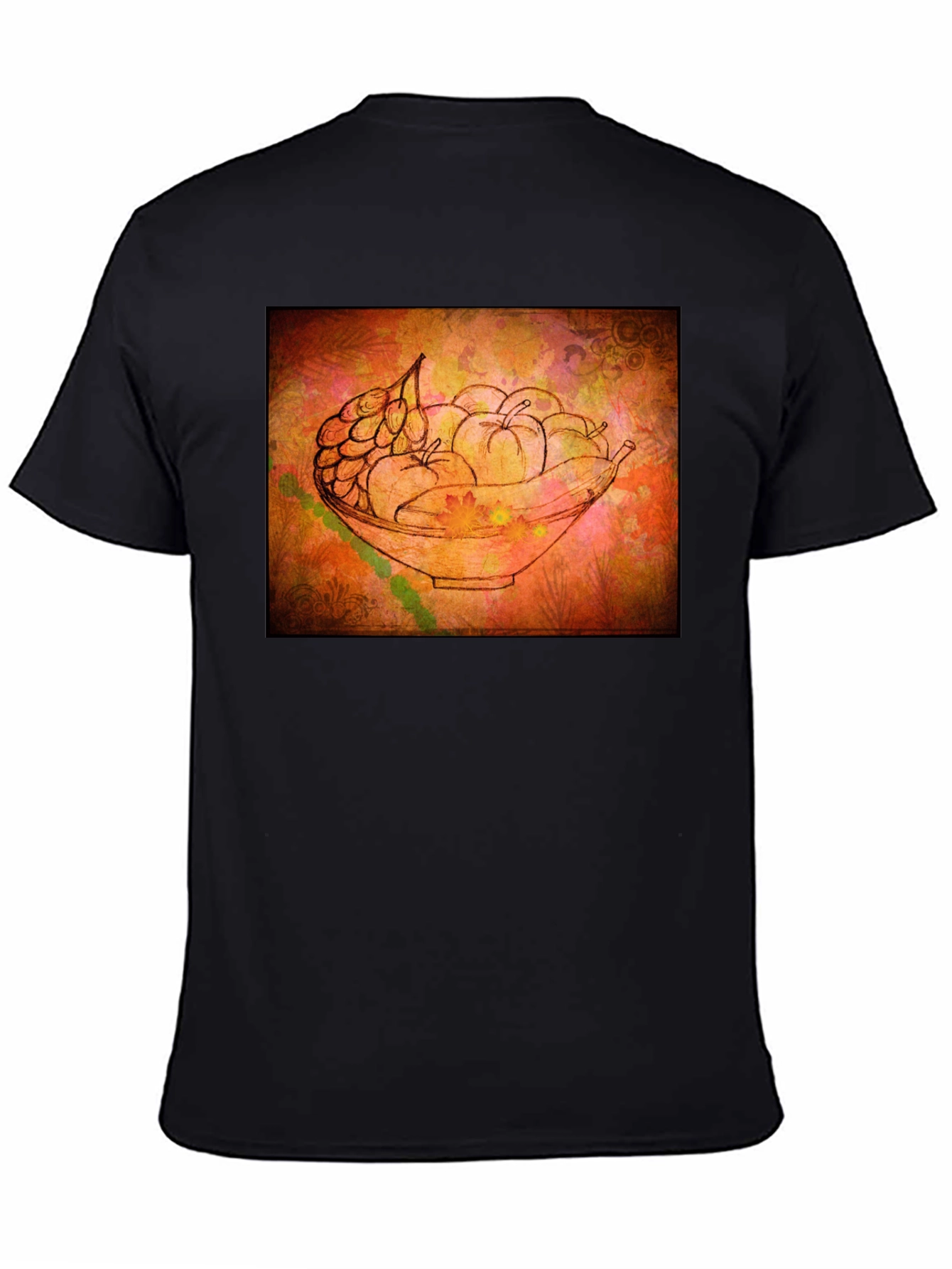 Black Fruit Bowl Graphic Tee - Artistic Black T-Shirt view 4