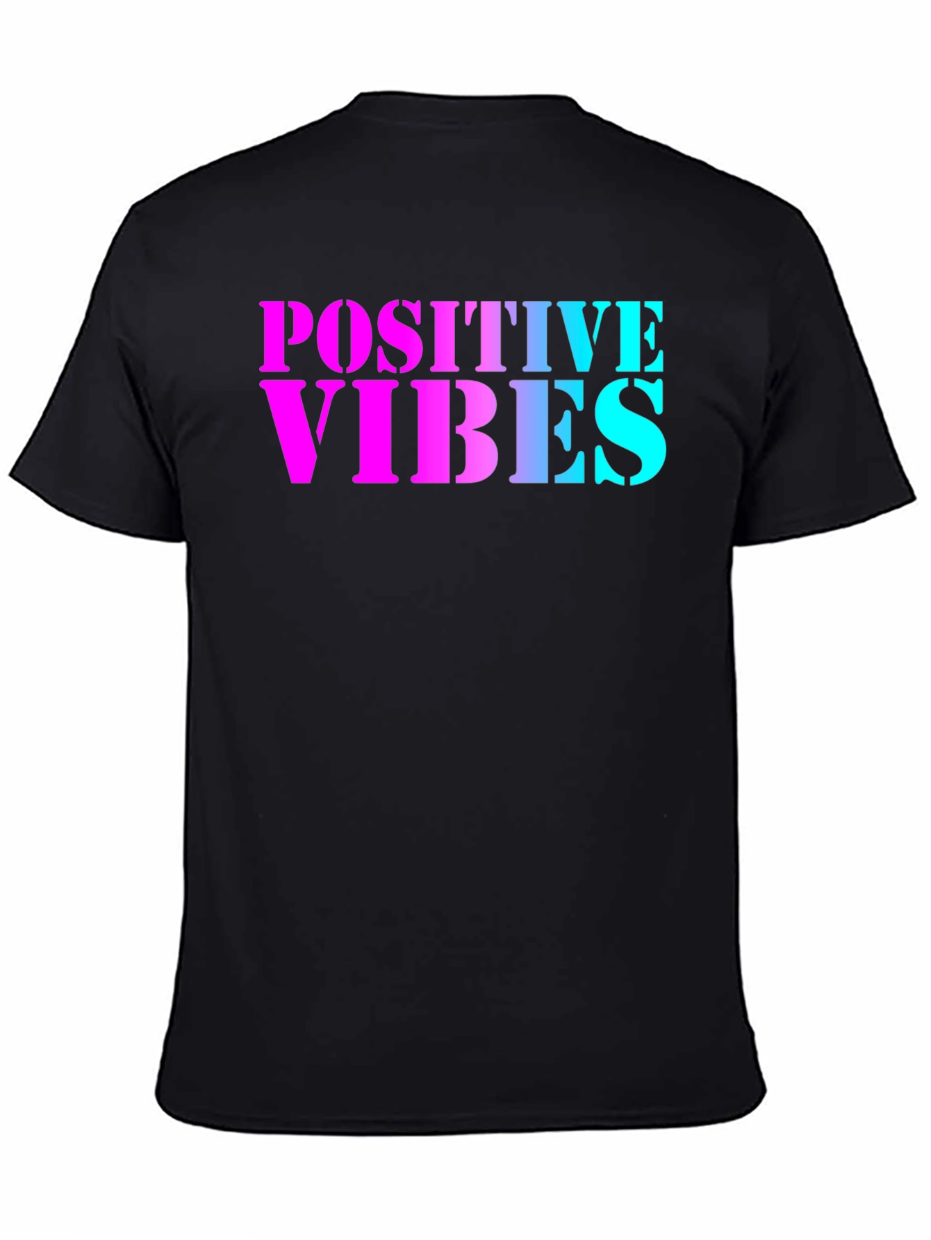 Black Positive Vibes T-Shirt - Black Crew Neck Tee view 4