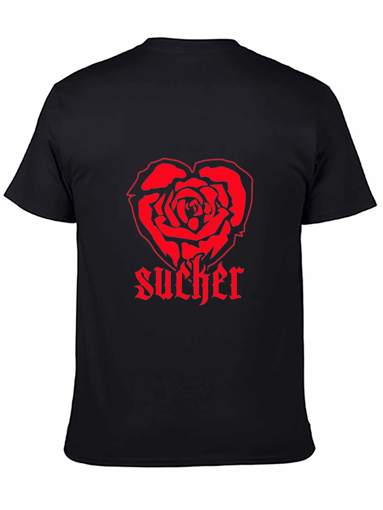 Black Sucker Heart Rose Graphic T-Shirt view 4