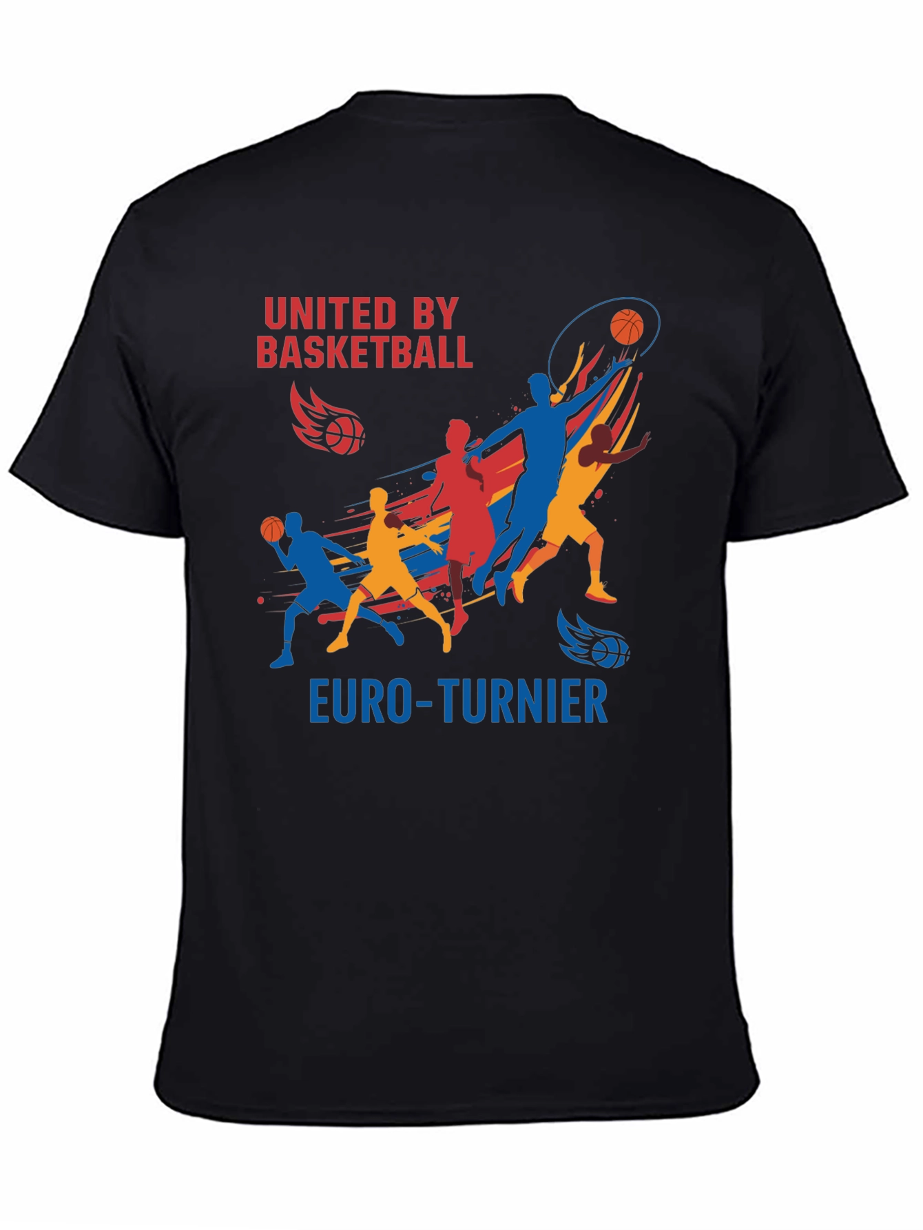 Black United by Basketball Euro-Turnier Black T-Shirt view 4