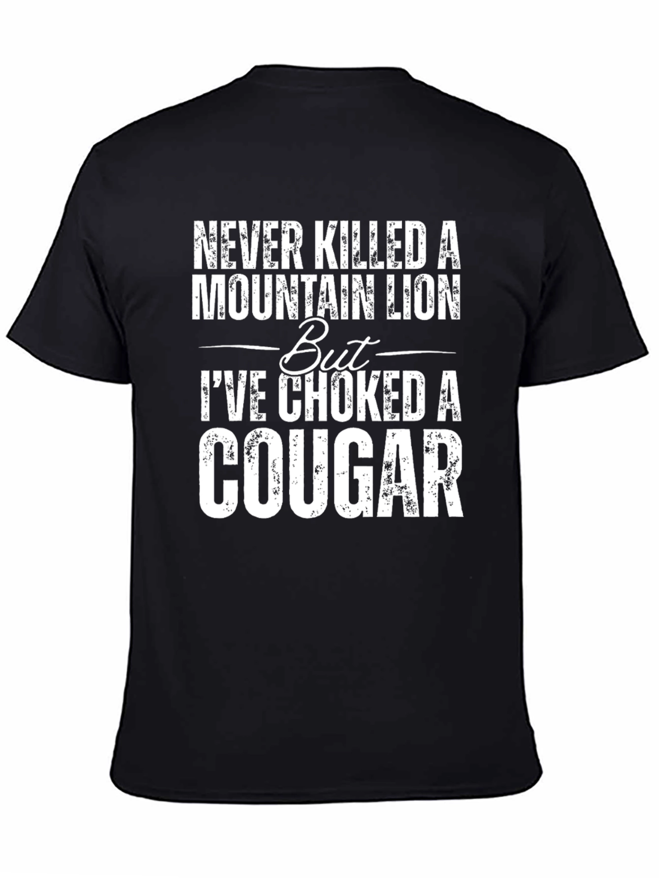 Black Choked a Cougar Graphic Tee - Funny Novelty T-Shirt view 4