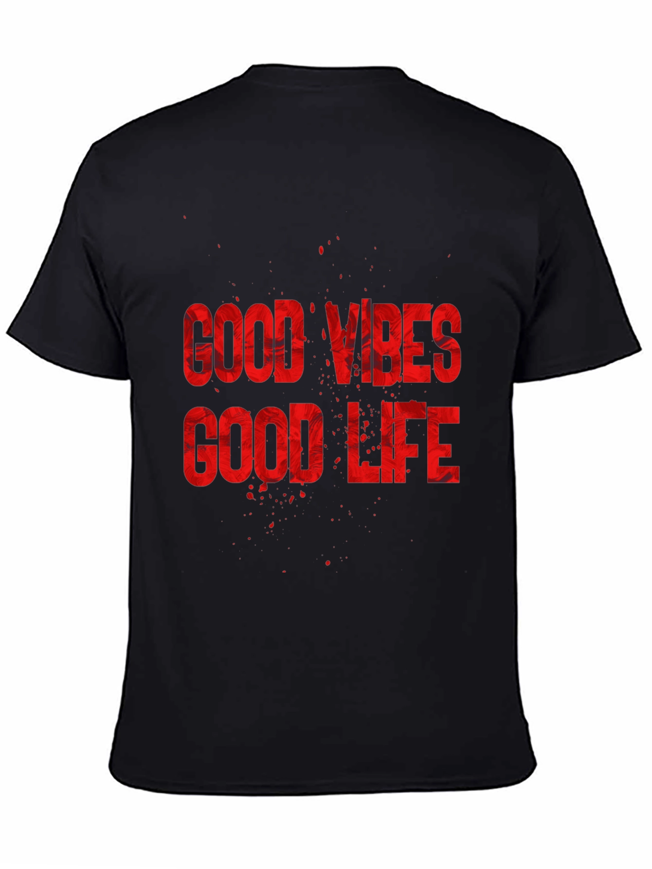 Black Good Vibes Good Life Graphic Tee - Men's Casual T-Shirt view 4