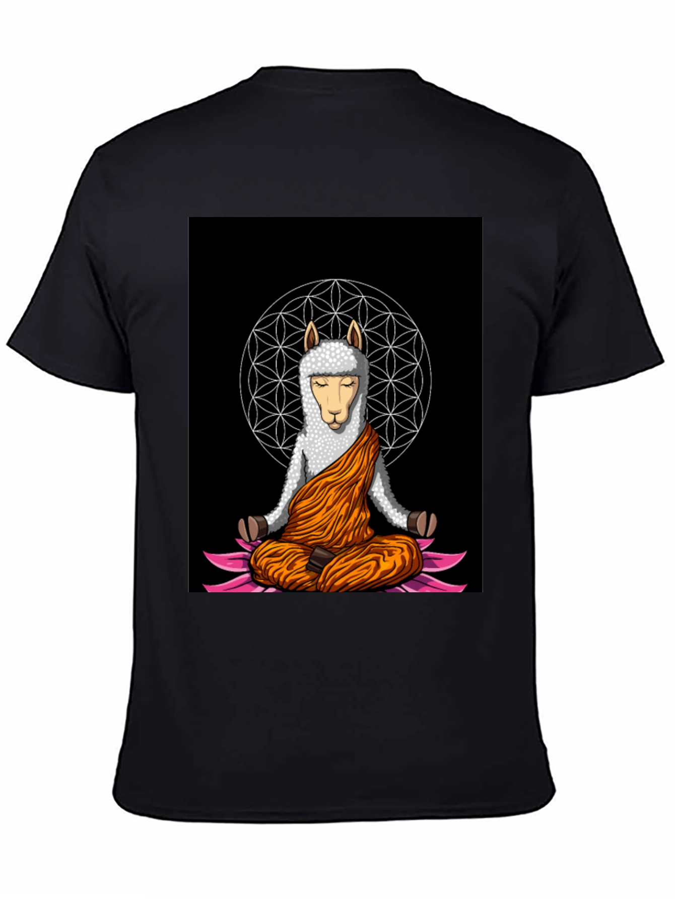 Black Meditating Llama Graphic T-Shirt - Zen Style view 4