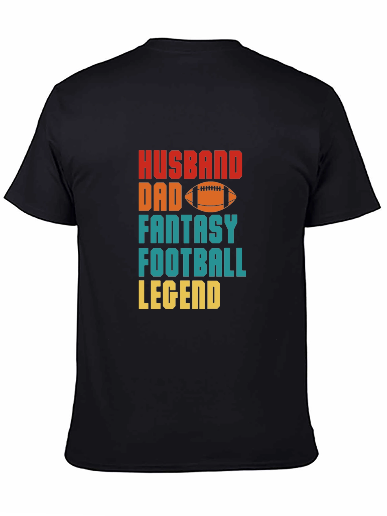 Black Husband Dad Fantasy Football Legend T-Shirt view 4