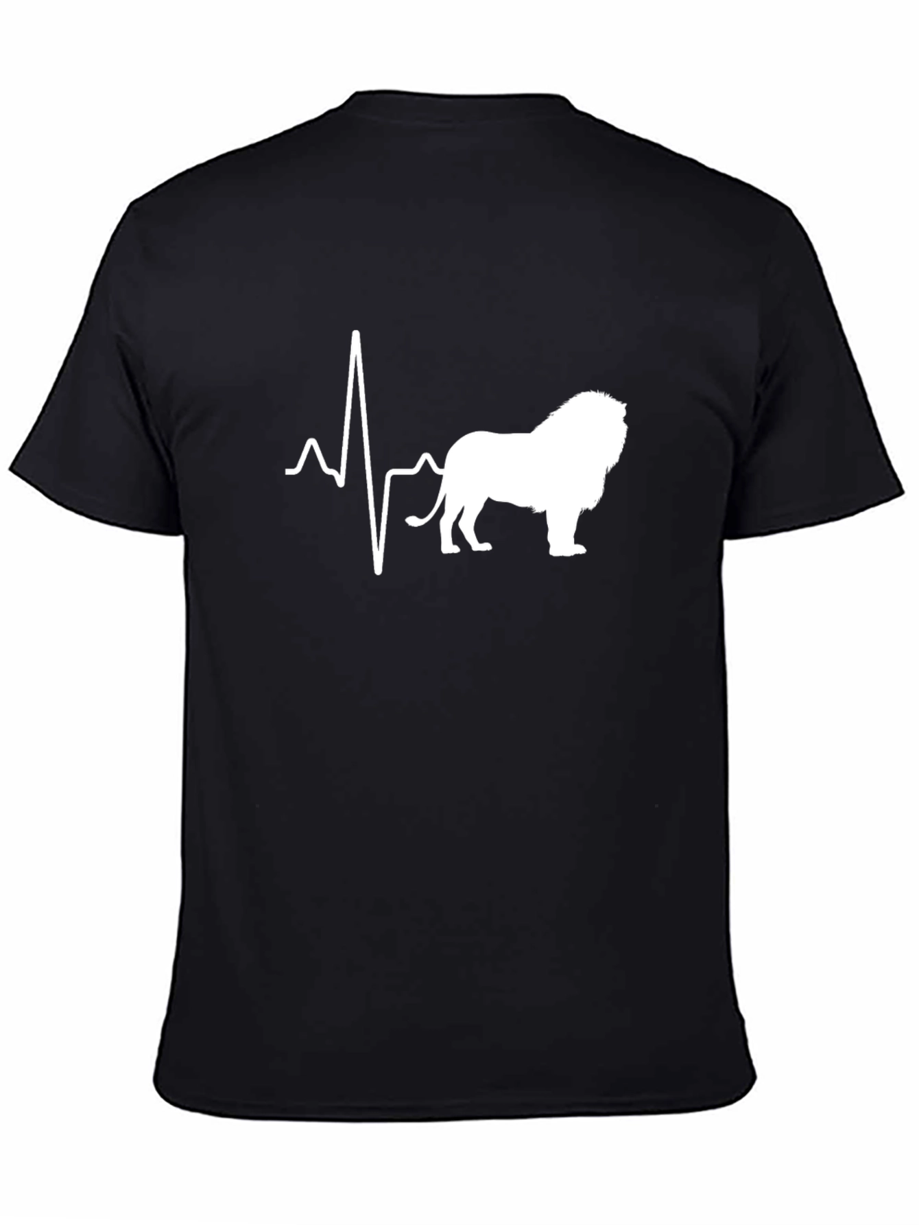 Black Lion Heartbeat T-Shirt - Black Graphic Tee view 4