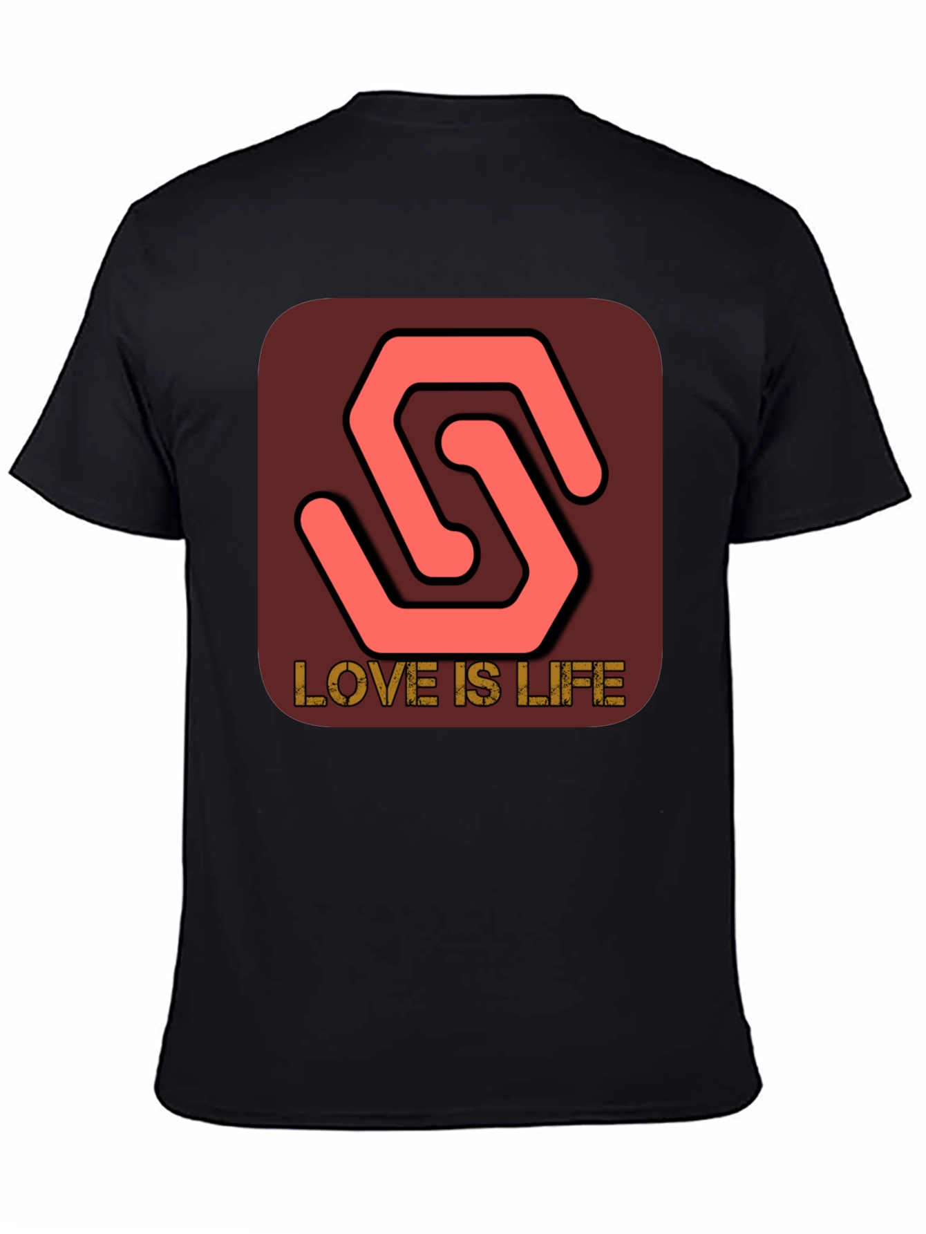 Black Love Is Life Stylish Graphic Tee - Black view 4