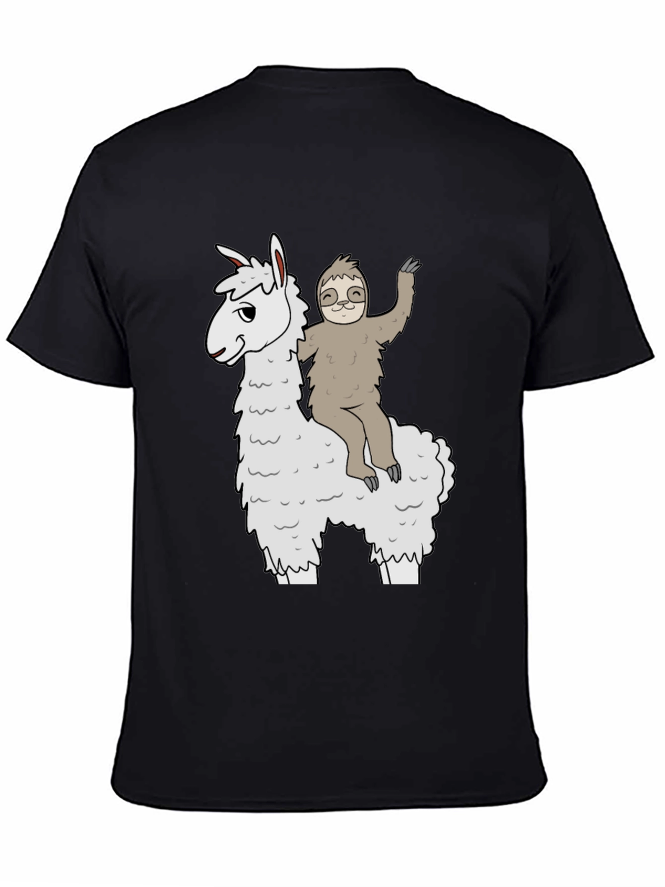 Black Llama & Sloth T-Shirt - Fun Graphic Tee view 4
