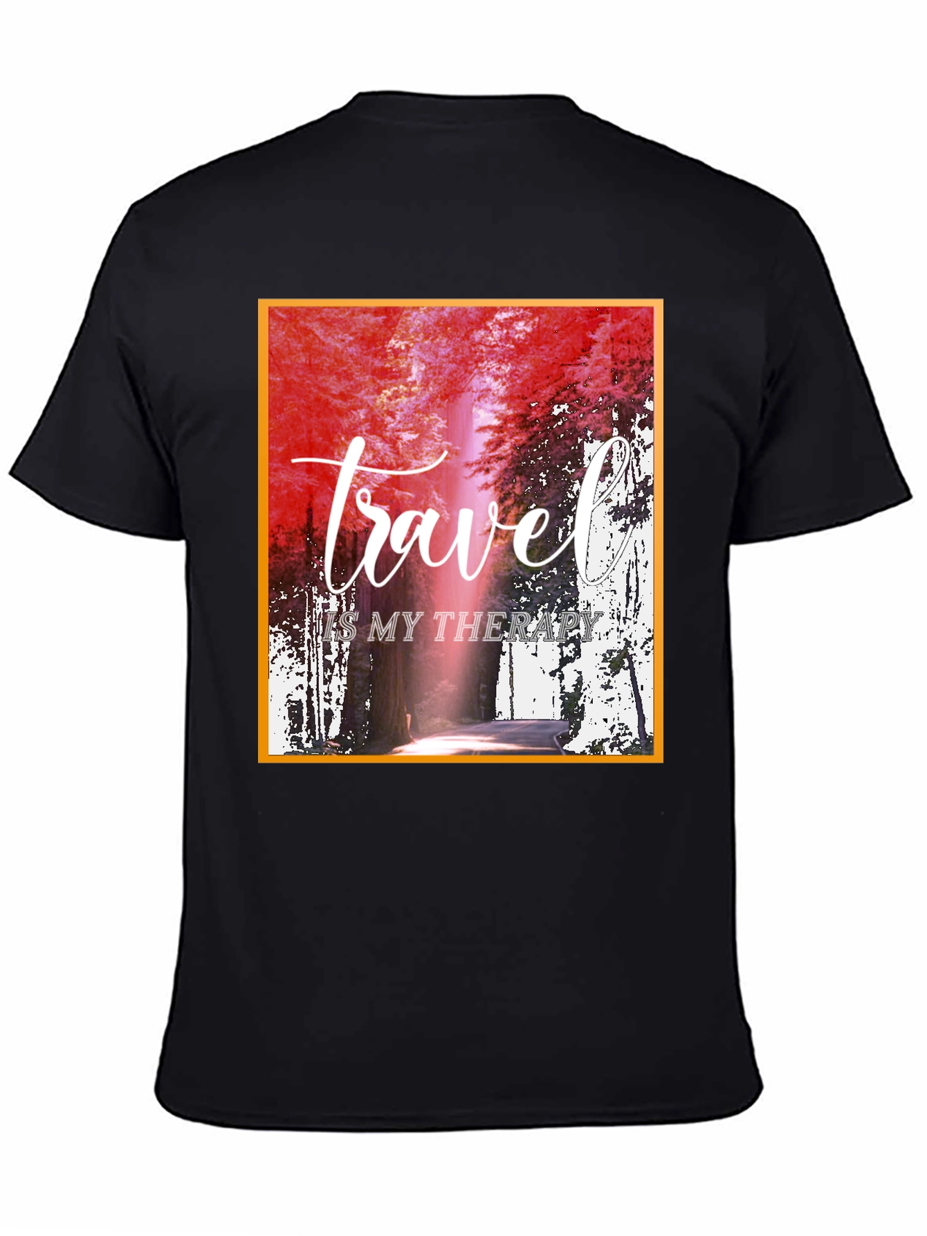 Travel is my Therapy Black Graphic Tee - 4