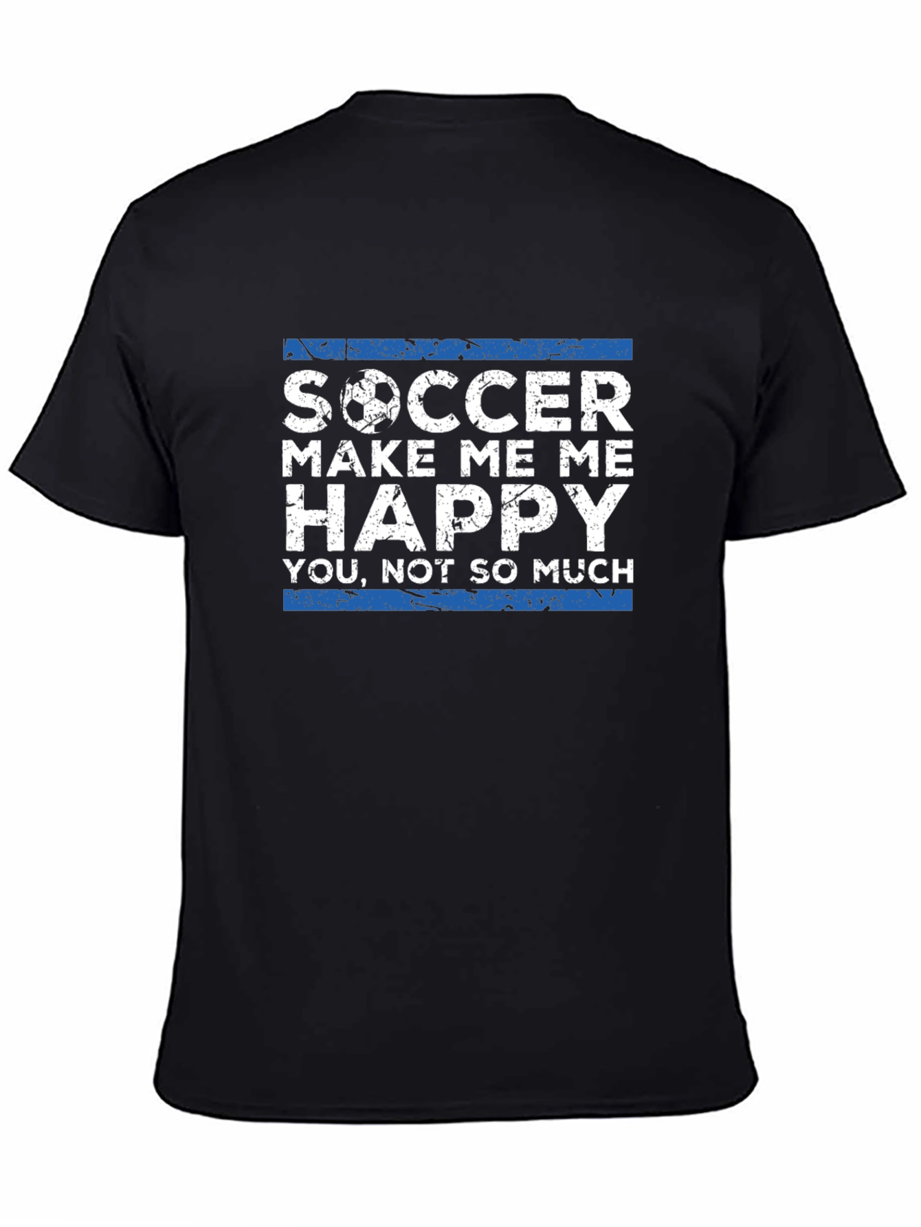 Black Soccer Make Me Happy Black Graphic Tee view 4
